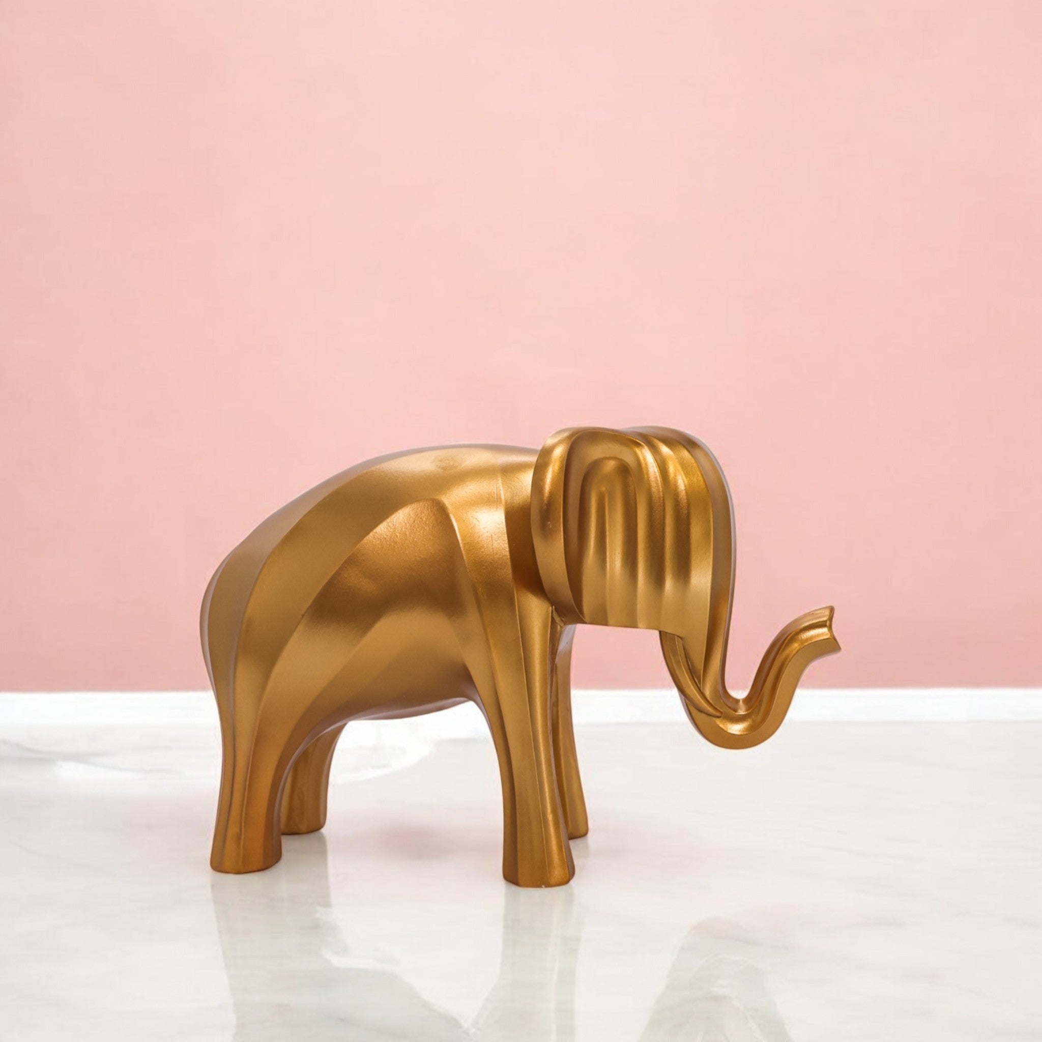 Modern Golden Elephant Sculpture | Minimalist Art Statue | 33cm Luxury Home Decor - Divine Dekor