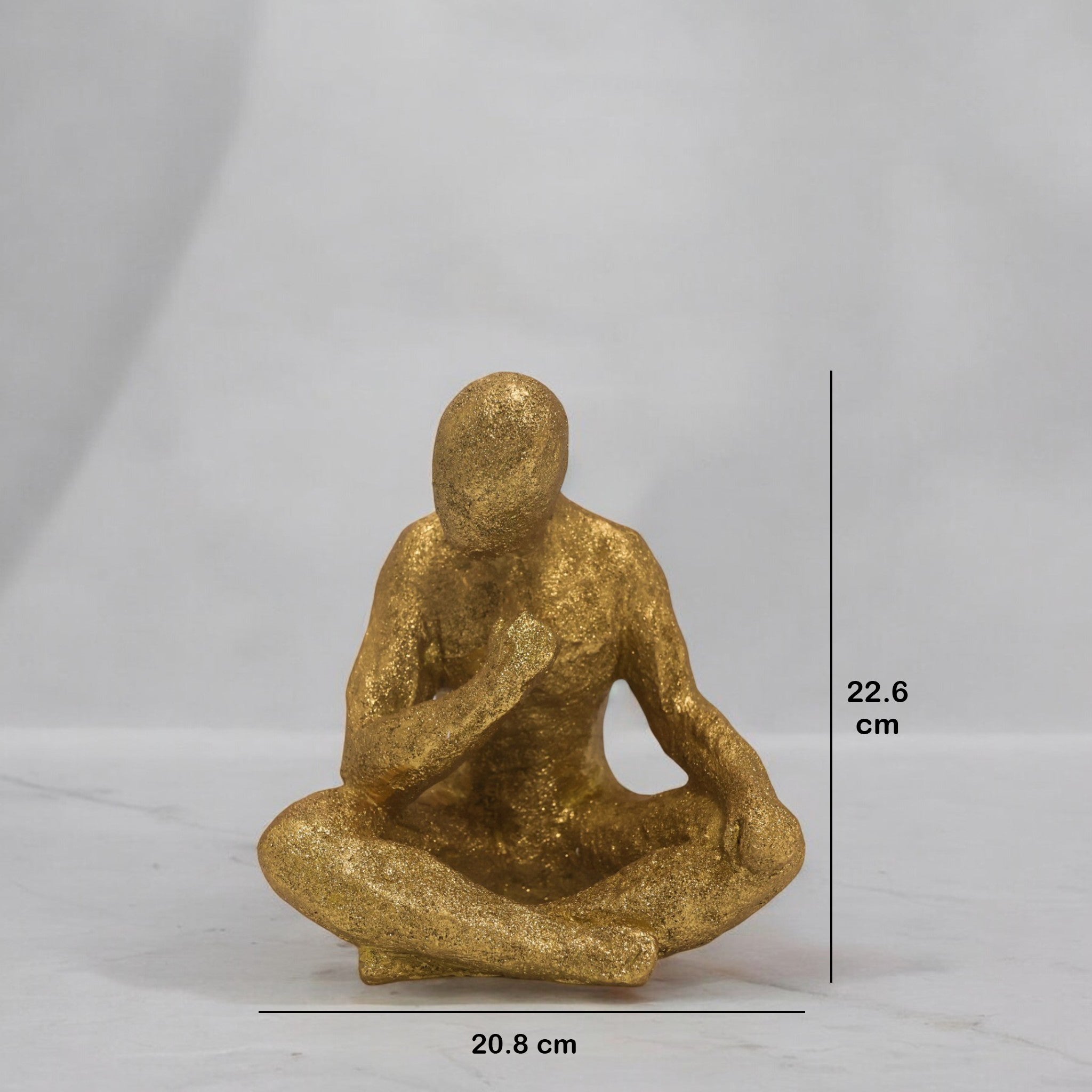 Modern Contemplative Figure Sculpture | Golden Art Statue | 22.6cm Contemporary Home Decor - Divine Dekor