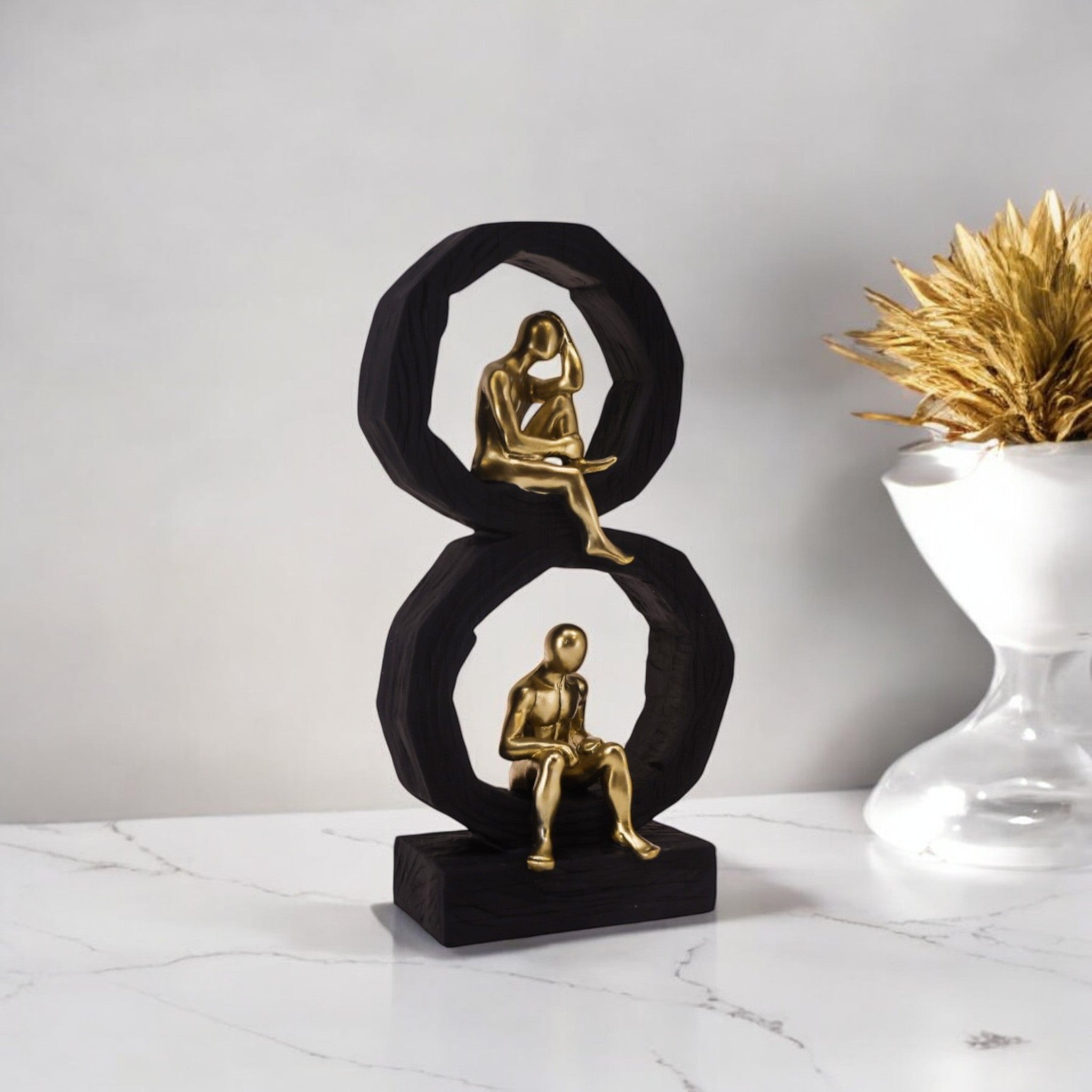 Golden Infinity Balance Sculpture | Modern Figure Art | Divine Dekor