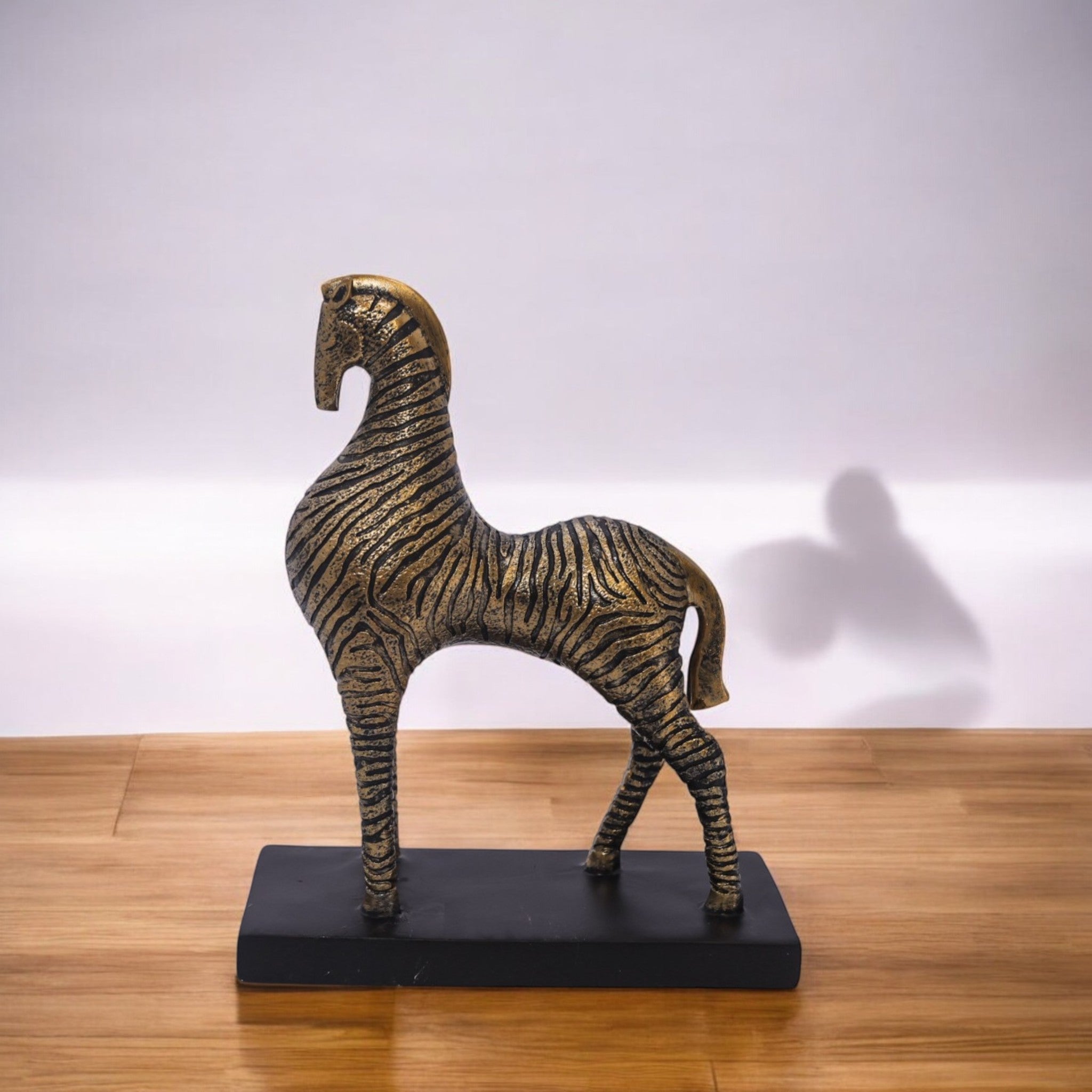 Art Deco Golden Horse Sculpture | Geometric Pattern Art Statue | 26cm Luxury Home Decor - Divine Dekor