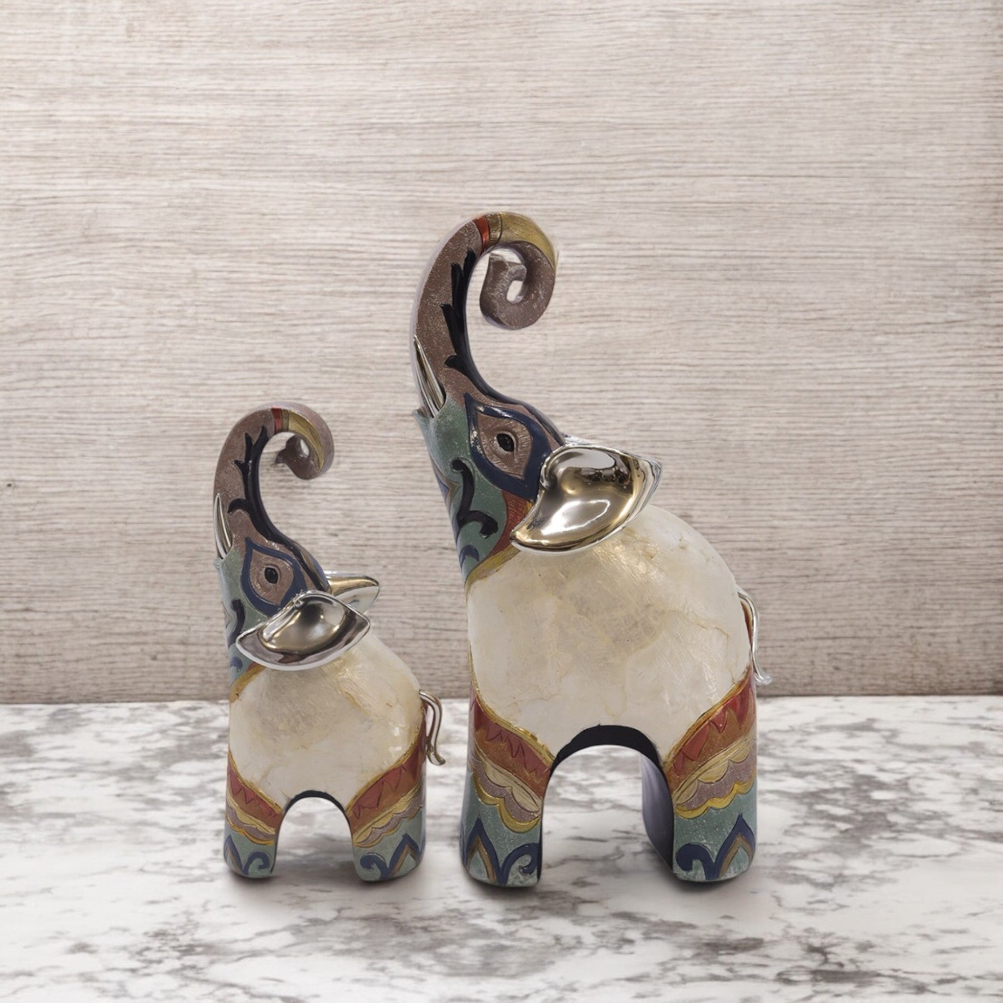 Divine Dekor Modern Elephant Duo - Grey & White Contemporary Art Set