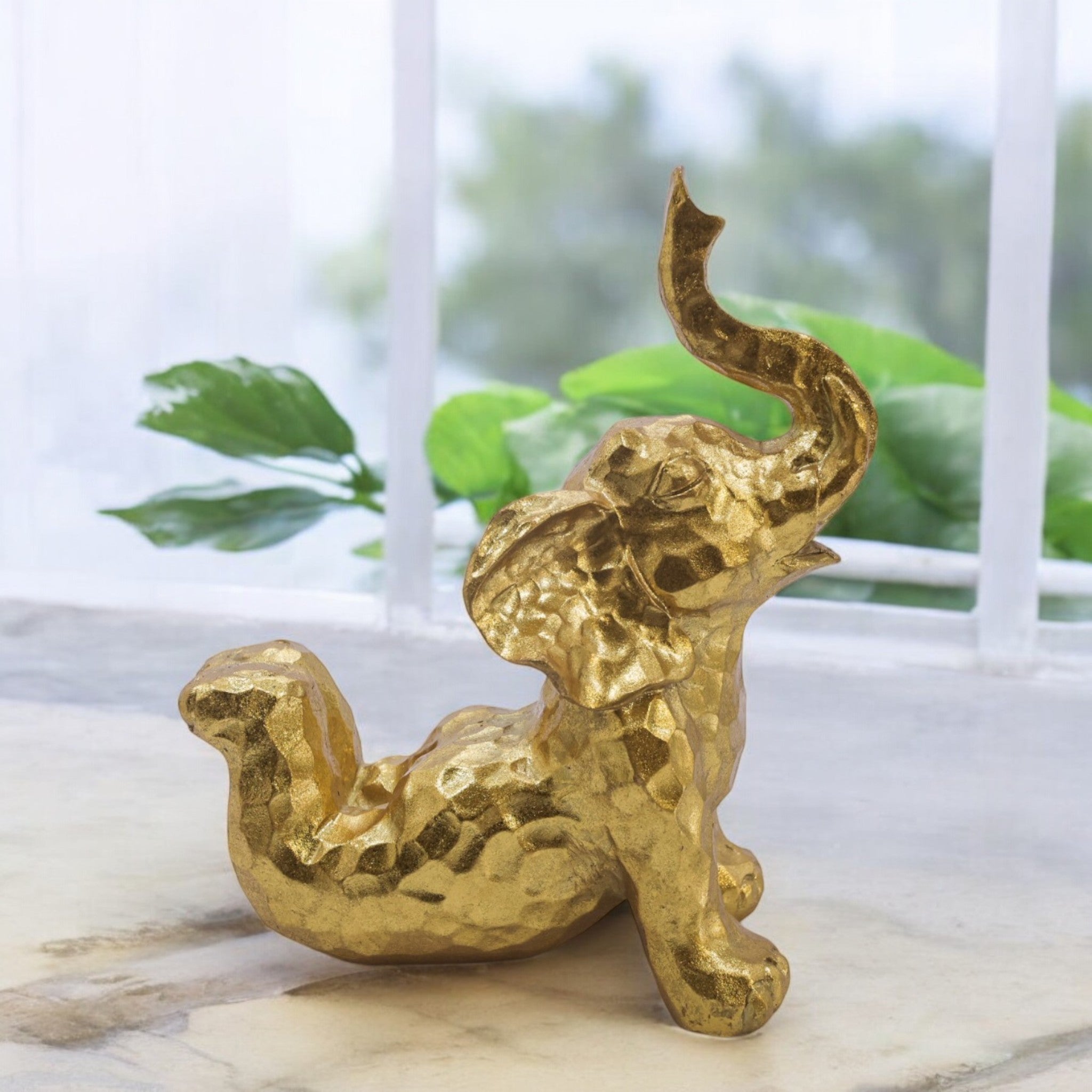 Playful Golden Elephant | Lucky Modern Decor | Divine Dekor