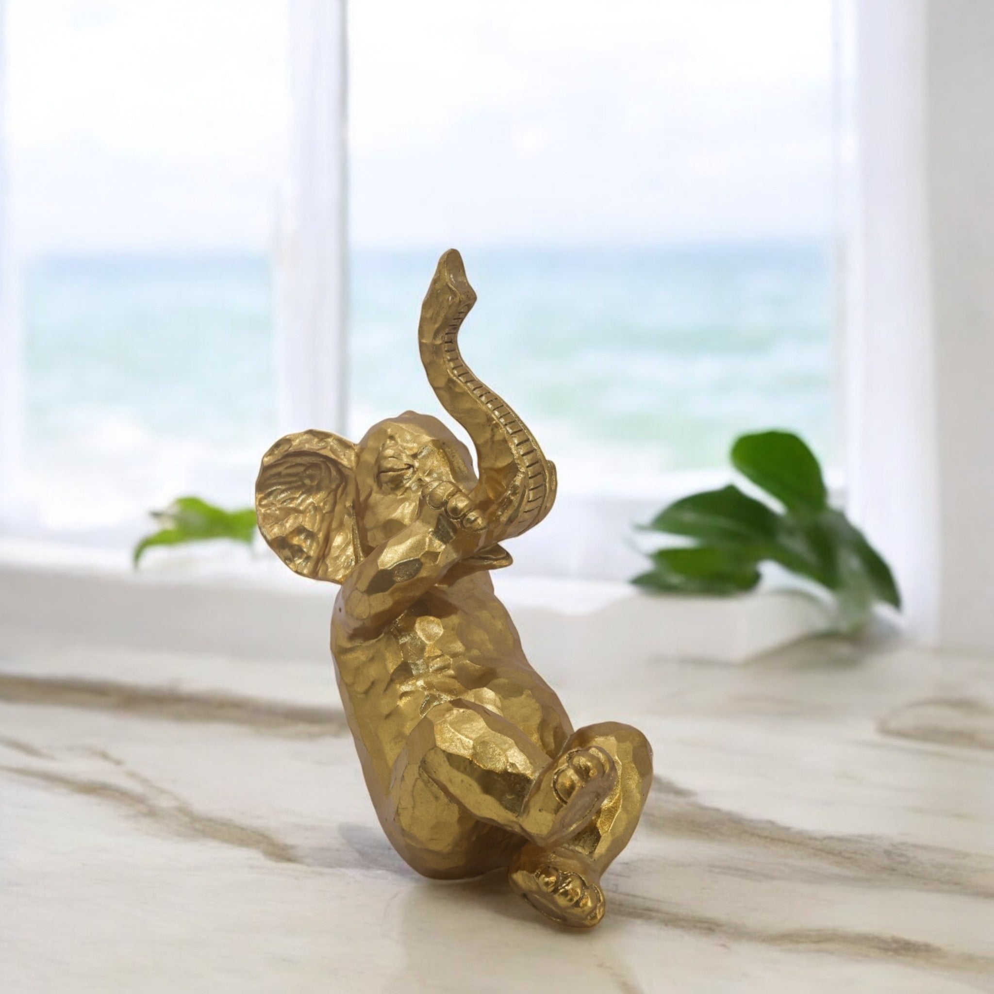 Playful Golden Elephant | Joyful Lucky Decor | Divine Dekor