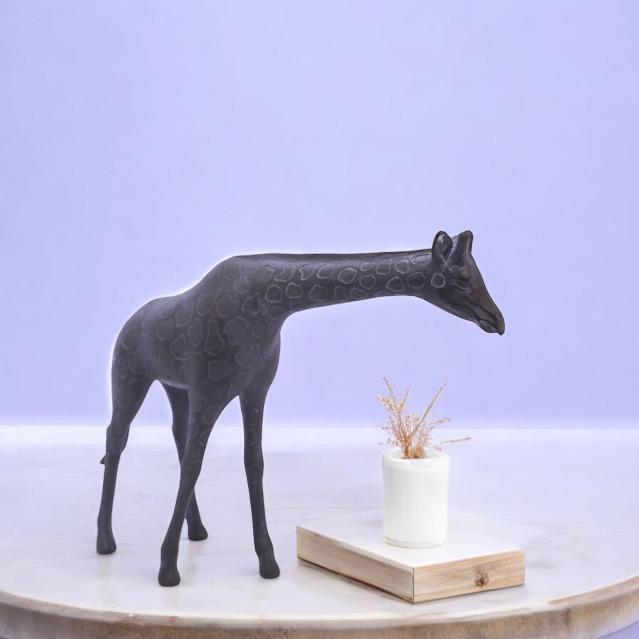 Handcrafted Resin Giraffe Sculpture | Modern African Safari Home Decor | 28.5cm