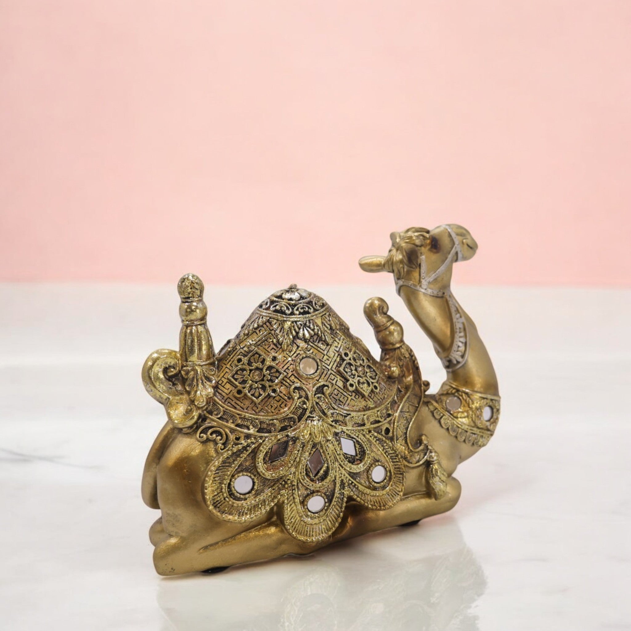 Luxury Golden Camel Sculpture | Ornate Arabian Art Statue | 20cm Premium Home Decor - Divine Dekor