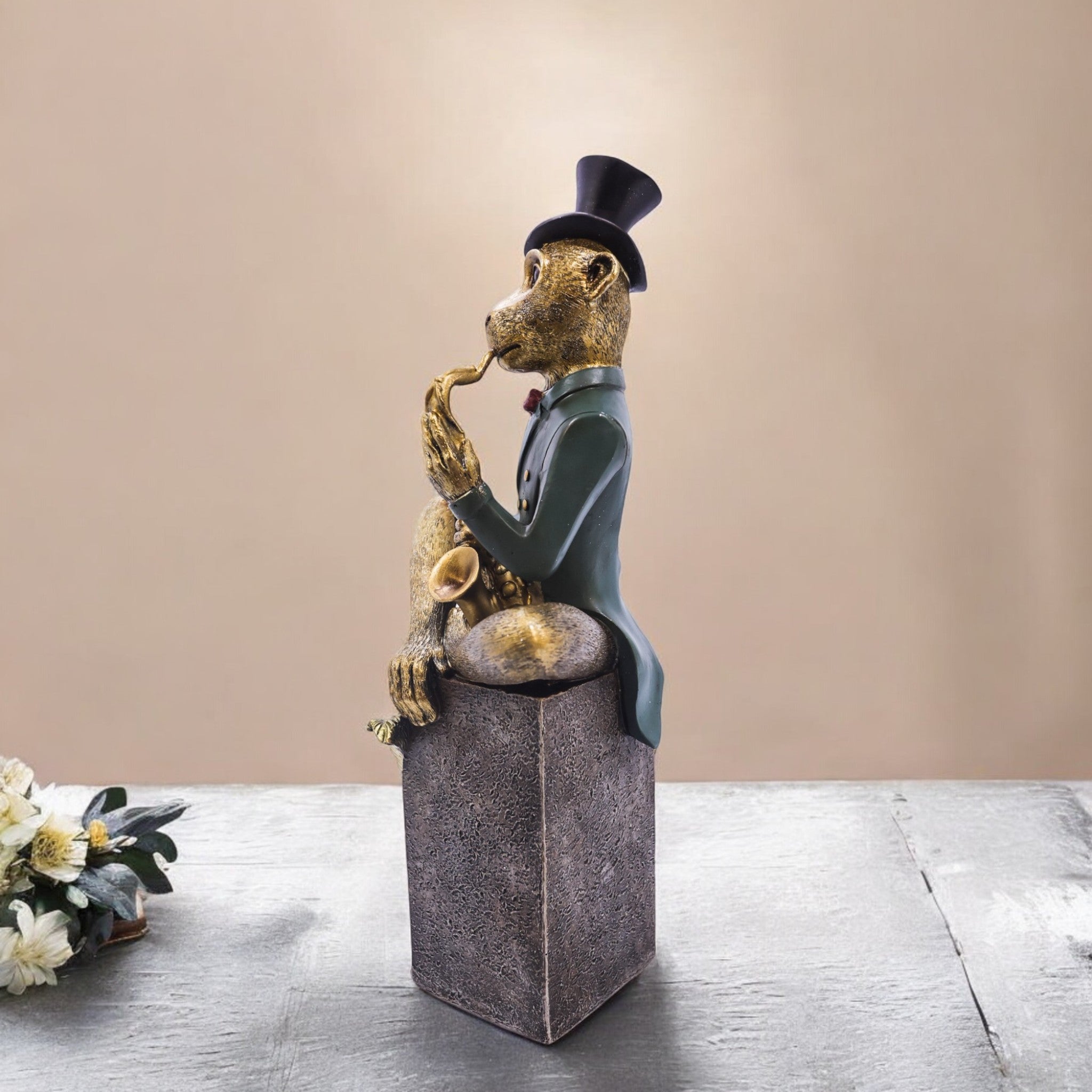 Dapper Monkey Sculpture | Whimsical Character Art | Divine Dekor