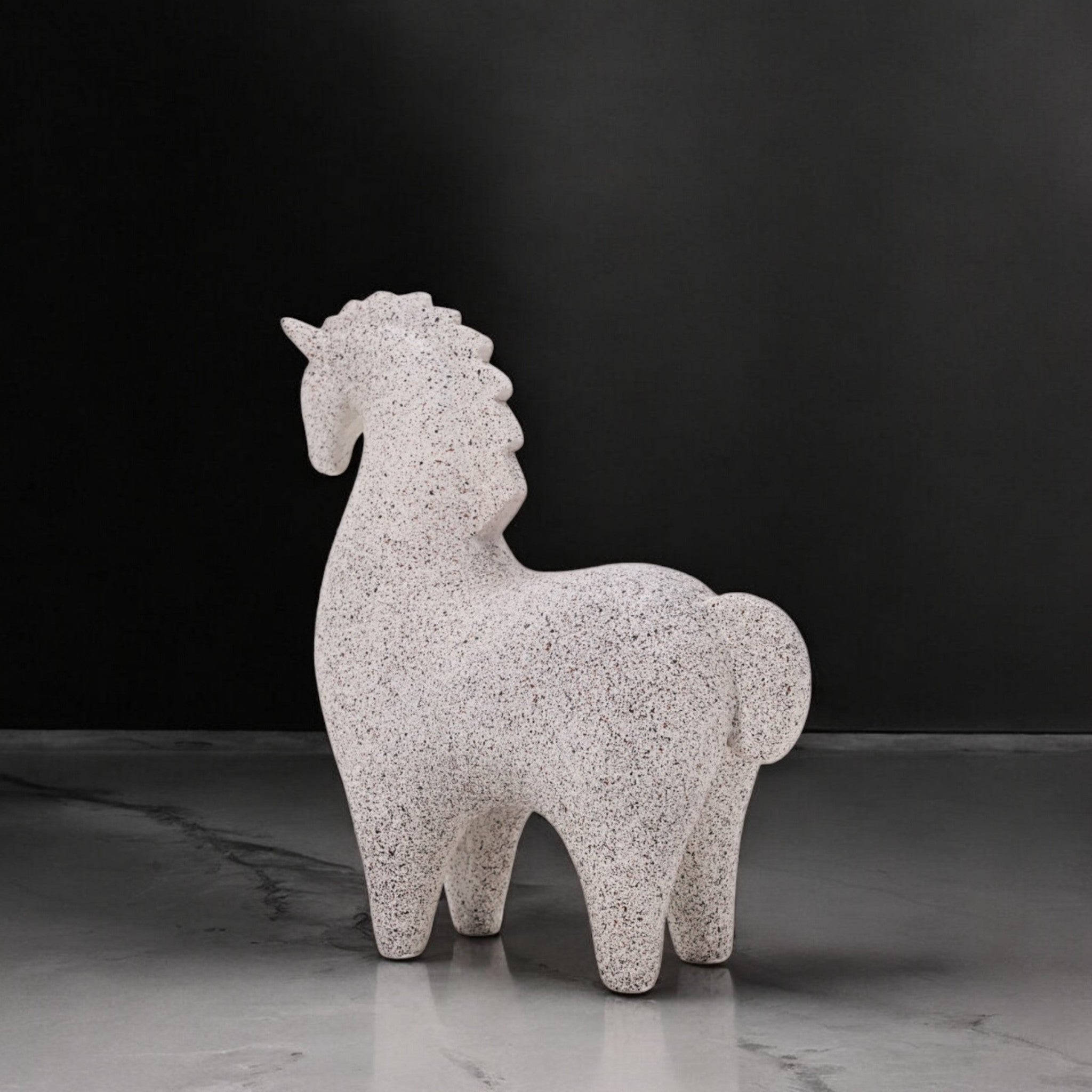 Modern White Horse Sculpture | Nordic Textured Art Statue | 18cm Contemporary Home Decor - Divine Dekor