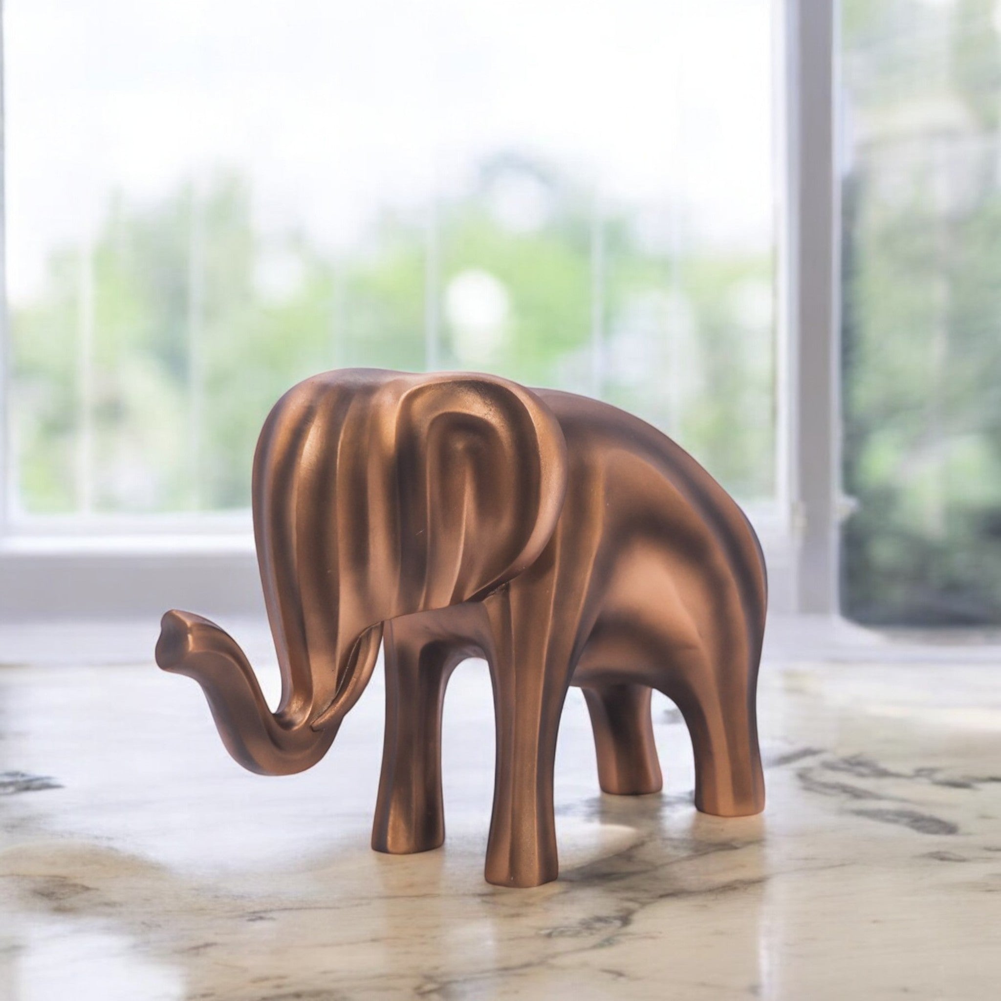 Modern Golden Elephant Sculpture | Minimalist Art Statue | 24.8cm Luxury Home Decor - Divine Dekor