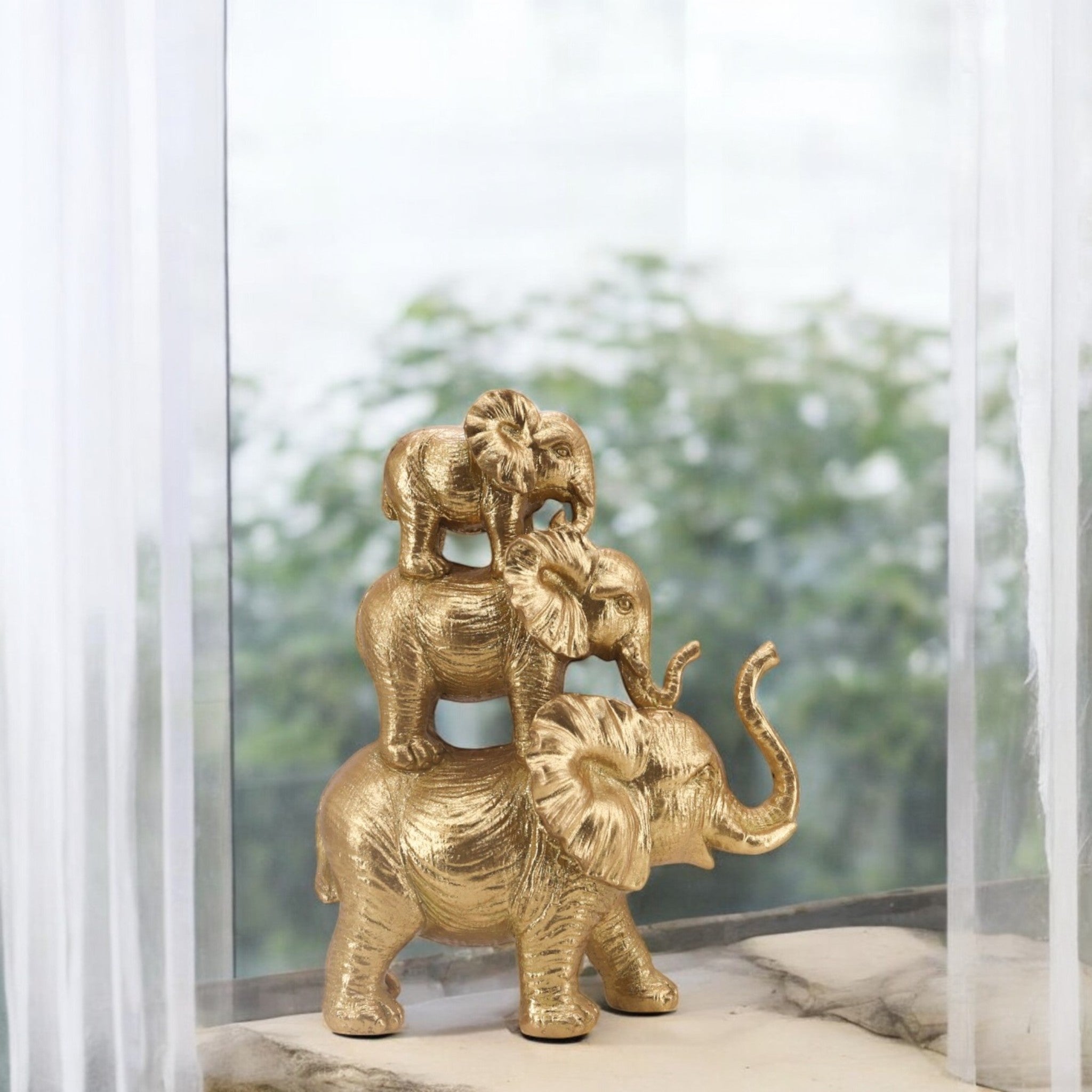 Golden Elephant Family | Lucky Modern Decor | Divine Dekor