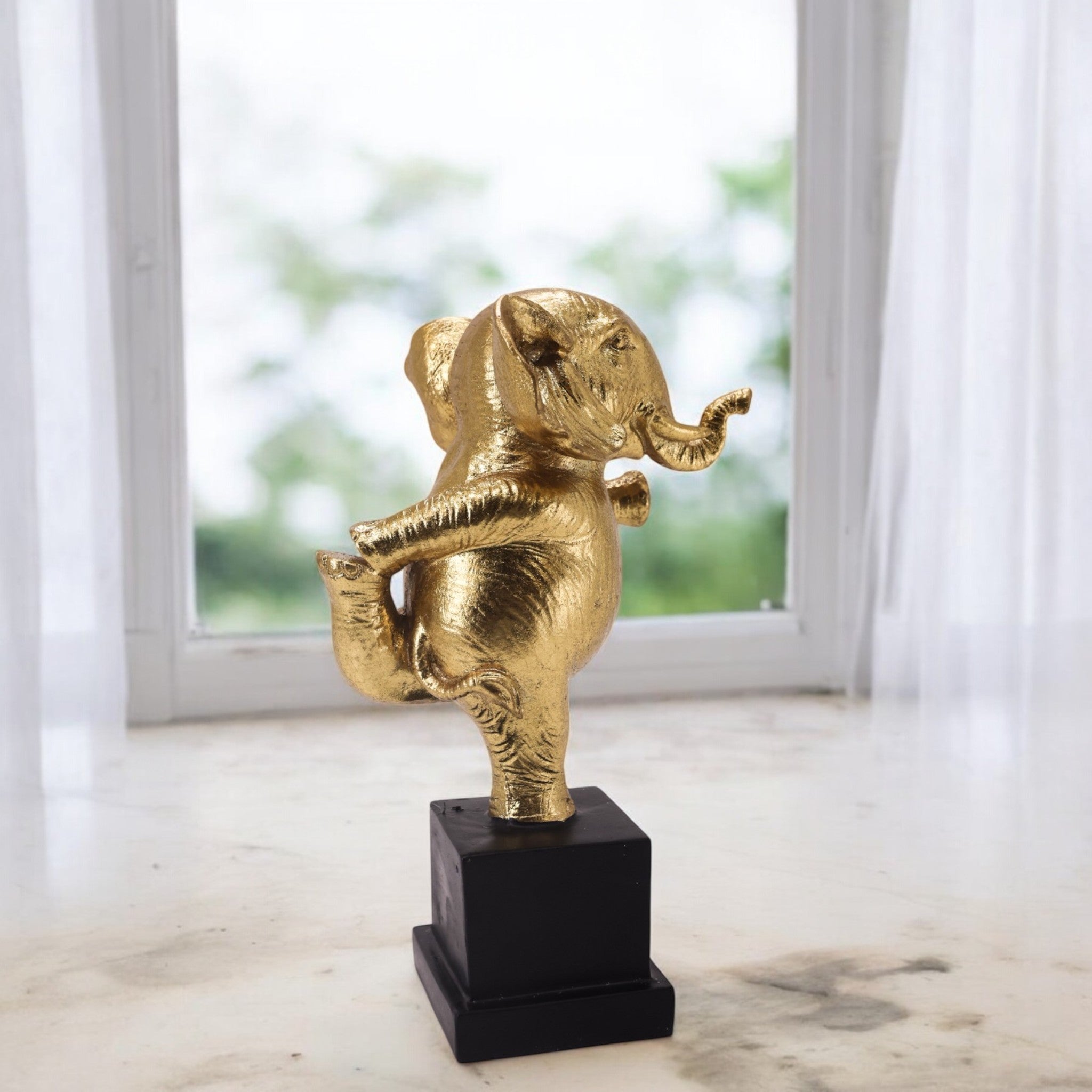 Golden Dancing Elephant | Lucky Yoga Art | Divine Dekor