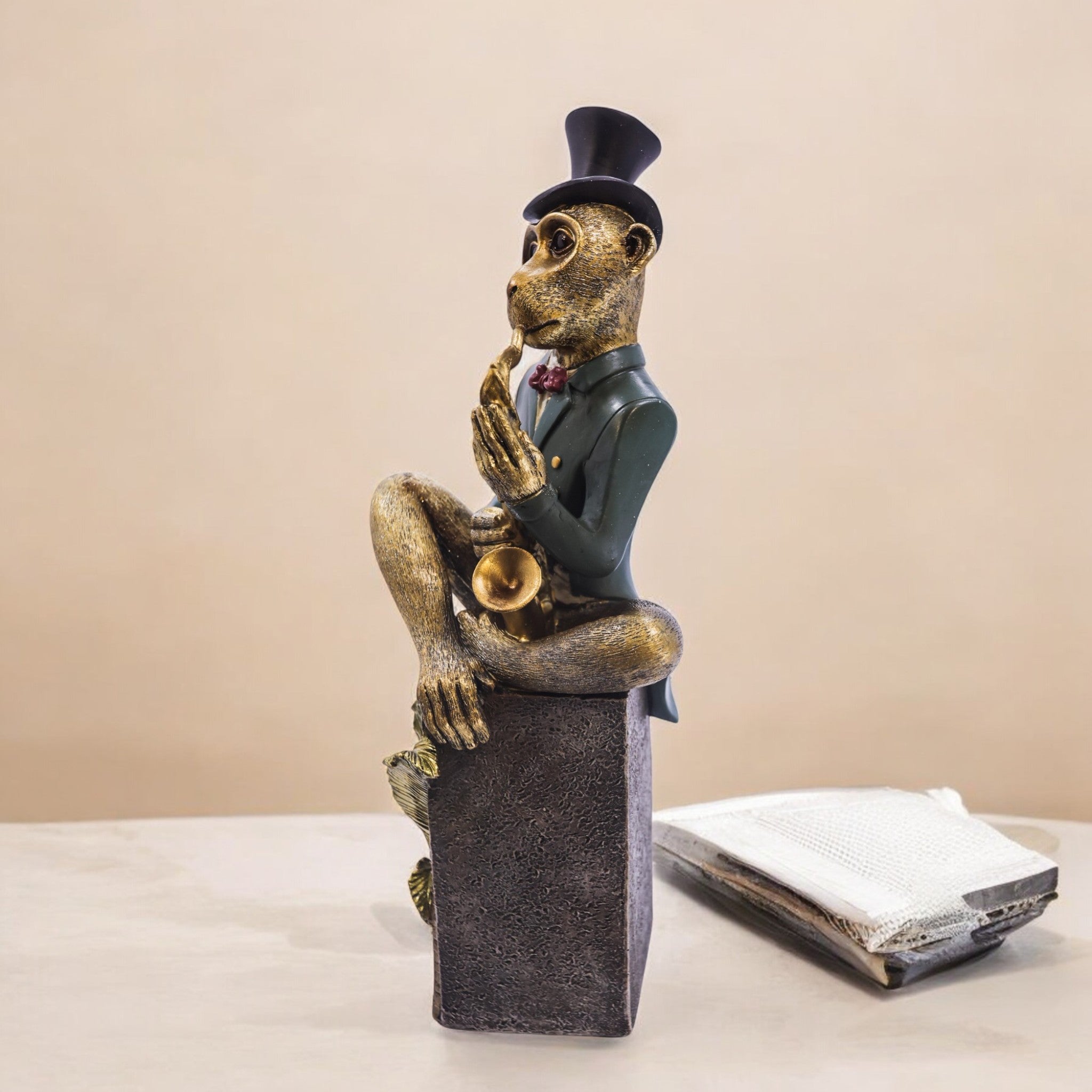 Dapper Monkey Sculpture | Whimsical Character Art | Divine Dekor