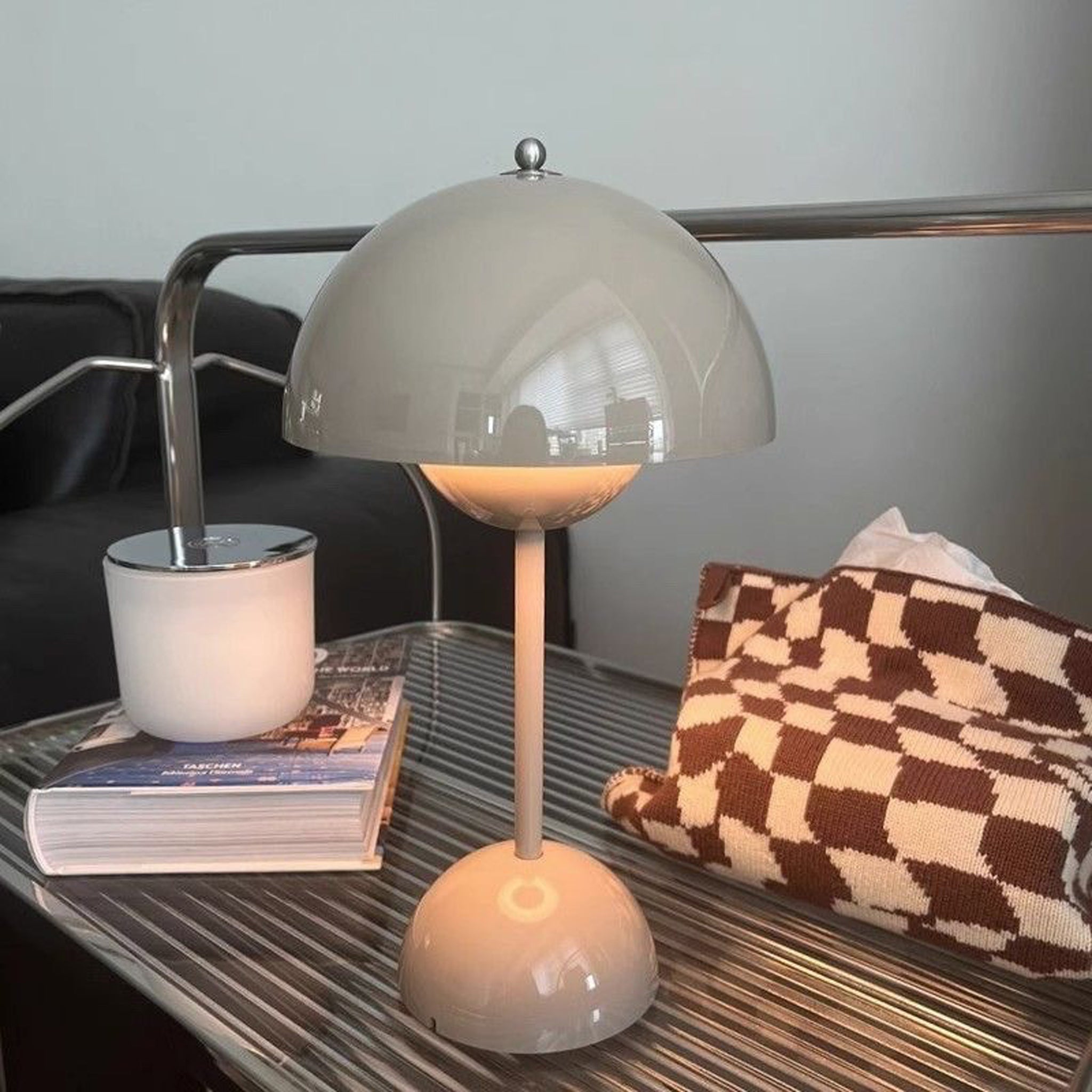 Modern Mushroom Table Lamp | Adjustable Warm Light | 30cm Grey Nordic Design