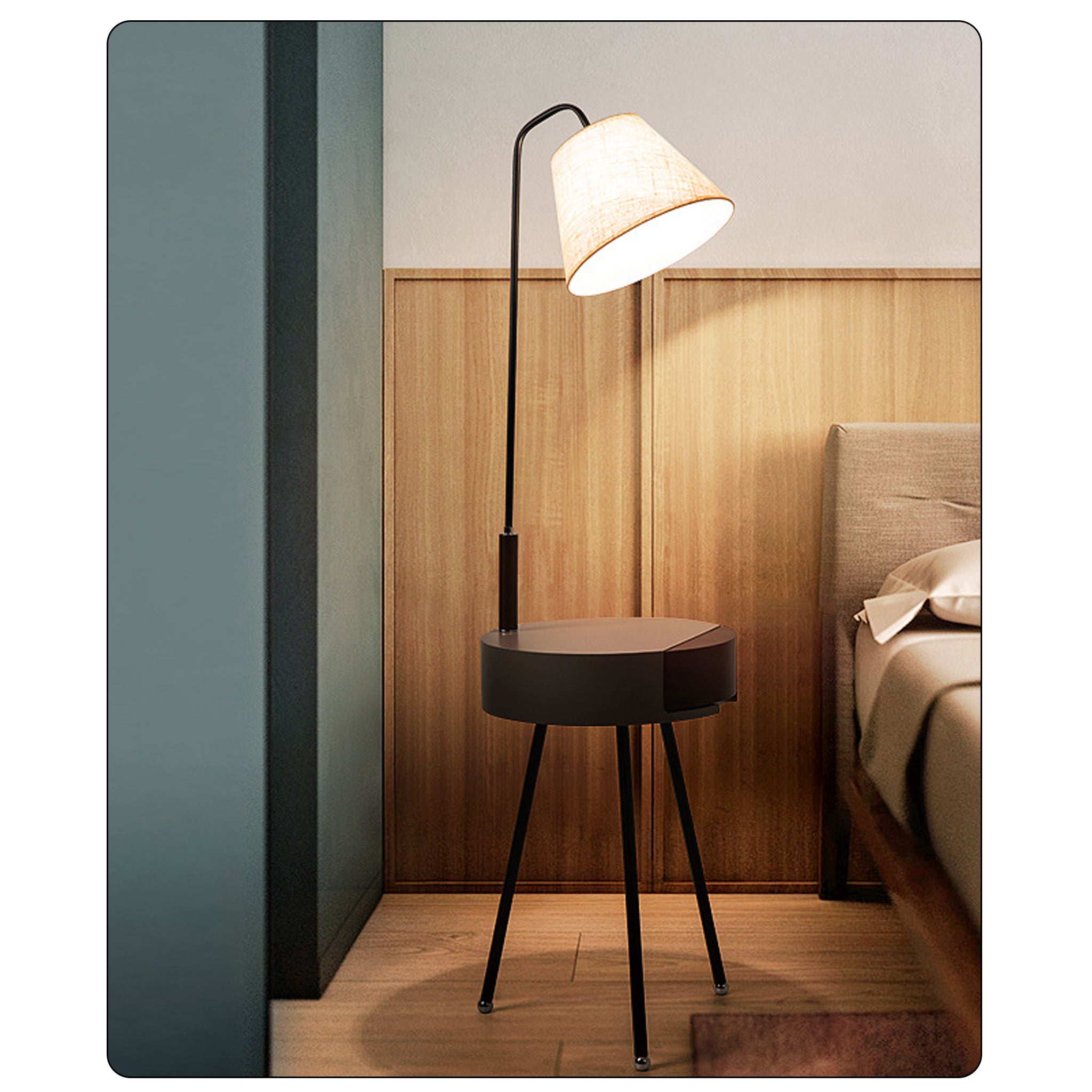 Smart Floor Lamp with Wireless Charging | Storage Table | 158cm Modern Light