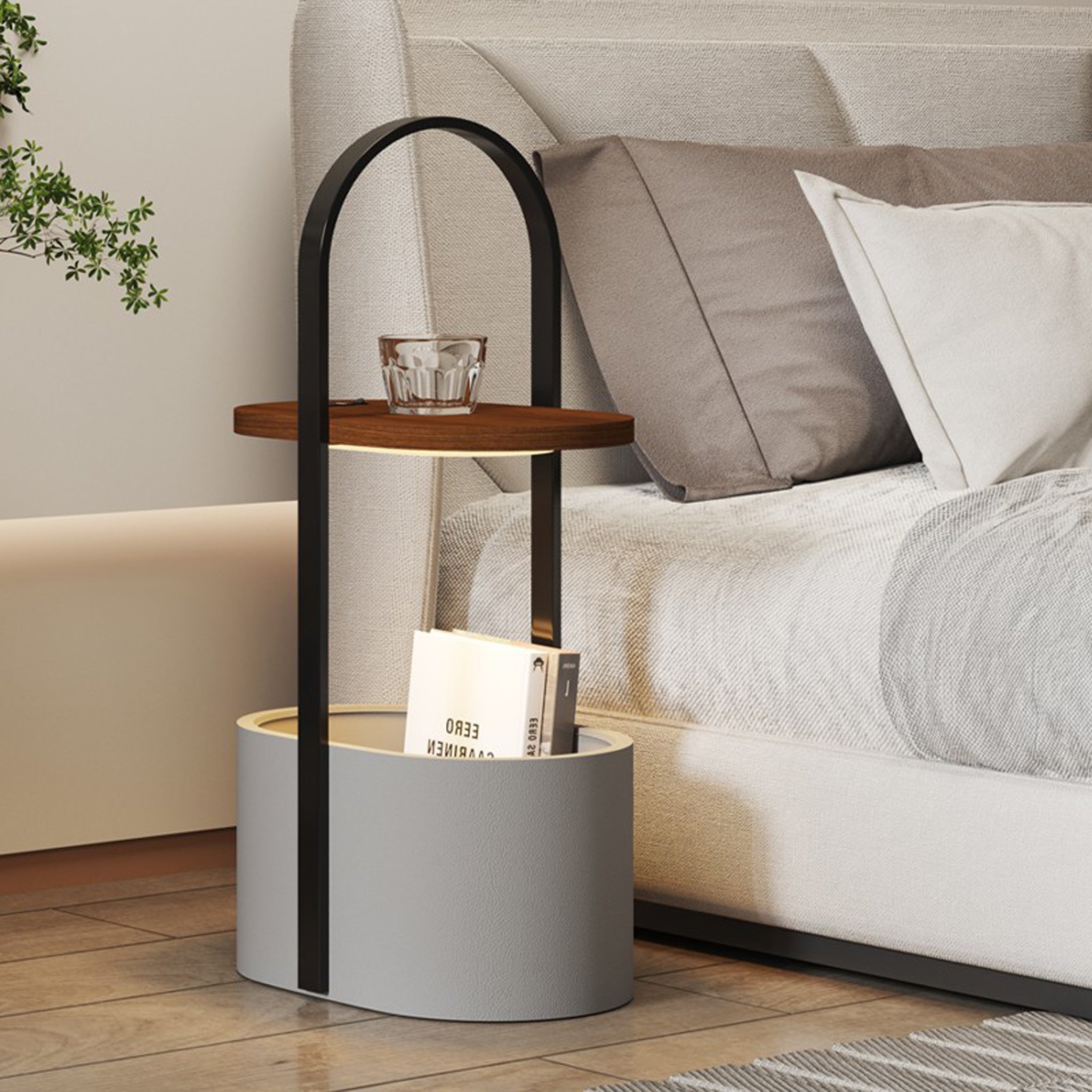 Smart LED Side Table | 3-Color Light & Storage | 72cm Modern Accent Furniture