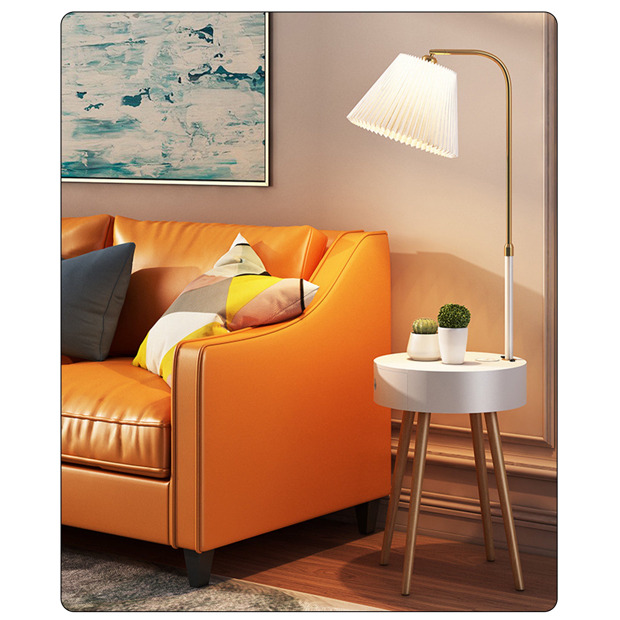 Smart Nordic Floor Lamp | Wireless Charging & Storage | 158cm Modern Light