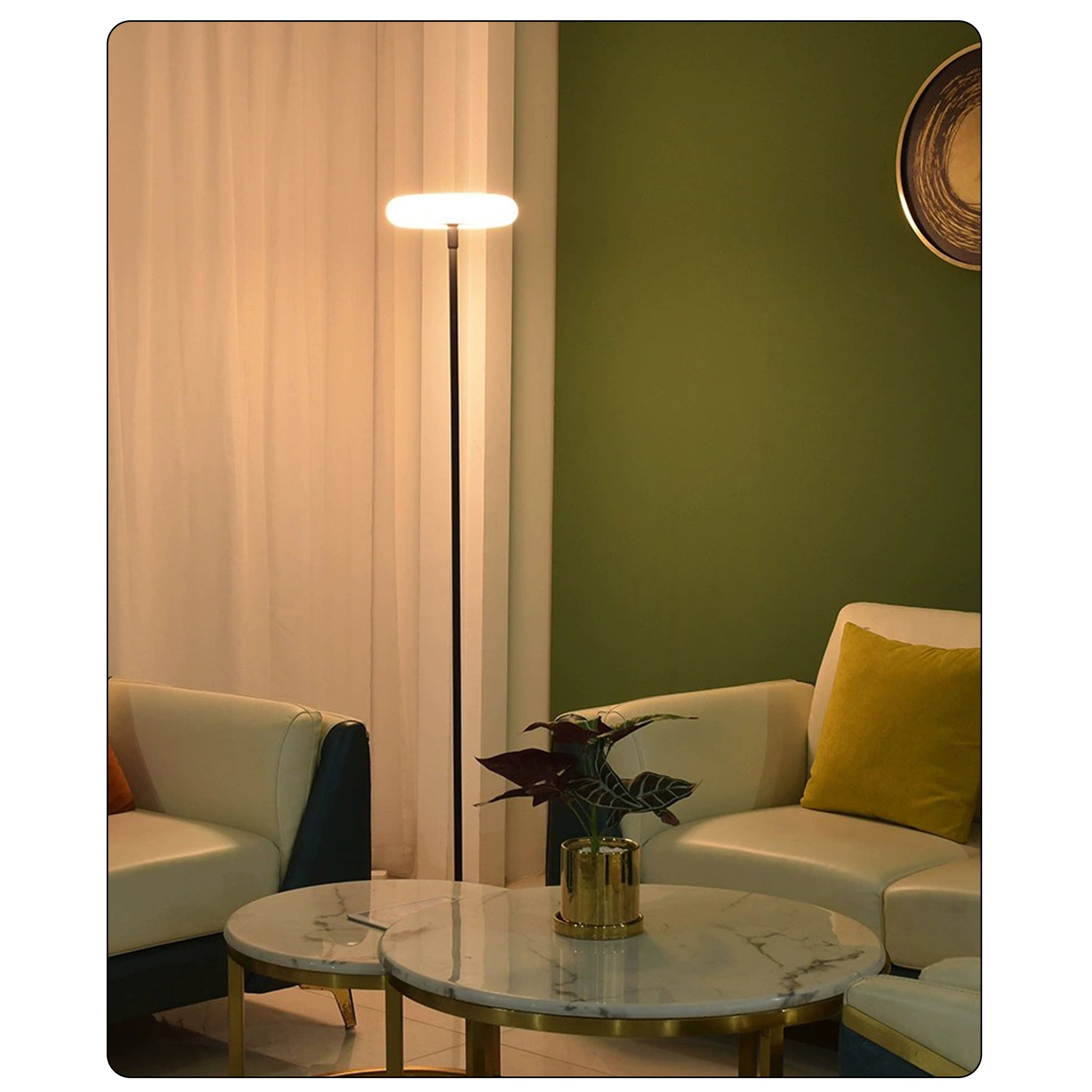 Modern LED Floor Lamp | 3-Color Changing Light | 161cm Black Designer Stand