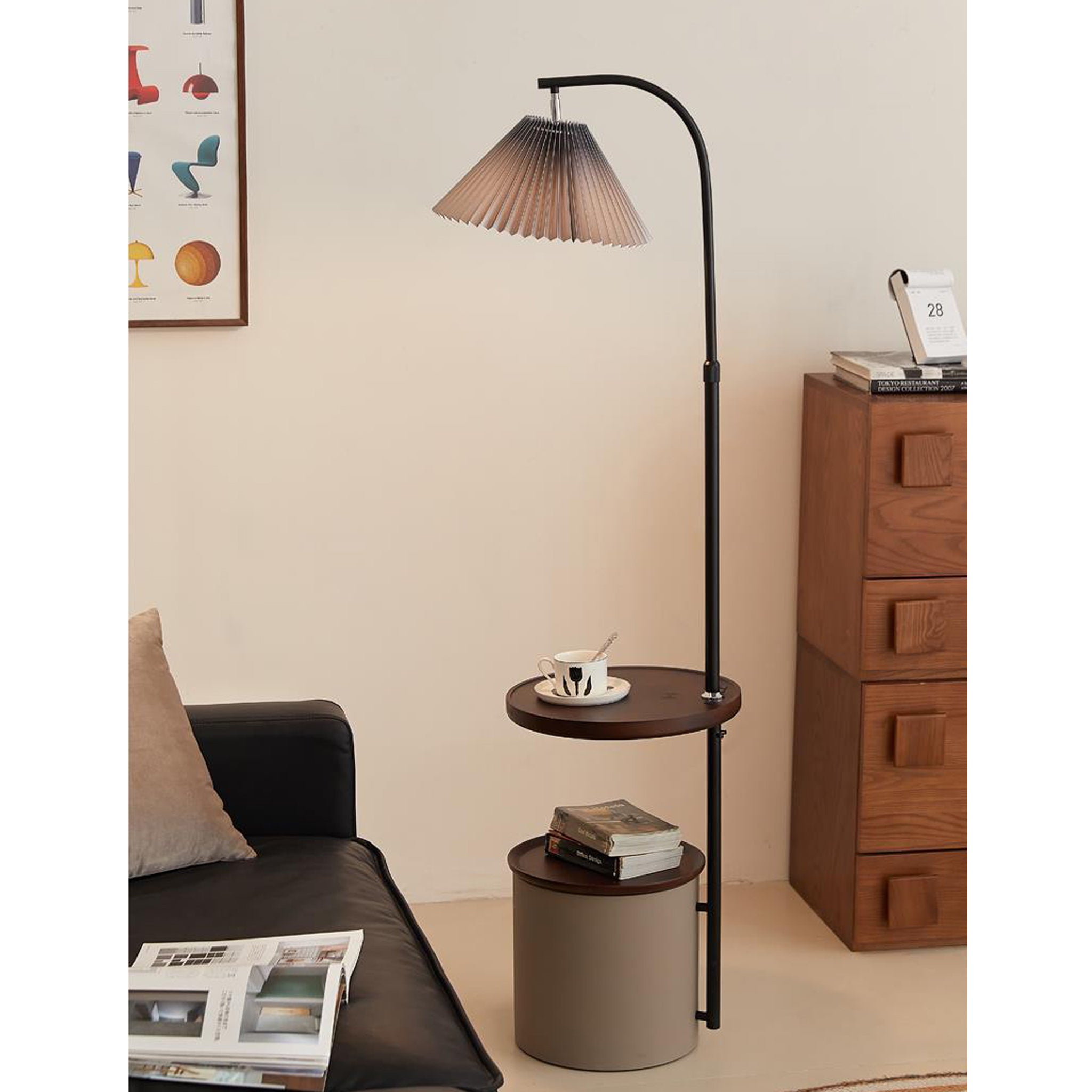 Smart Floor Lamp with Wireless Charging | Storage Shelves | 156cm Modern Light