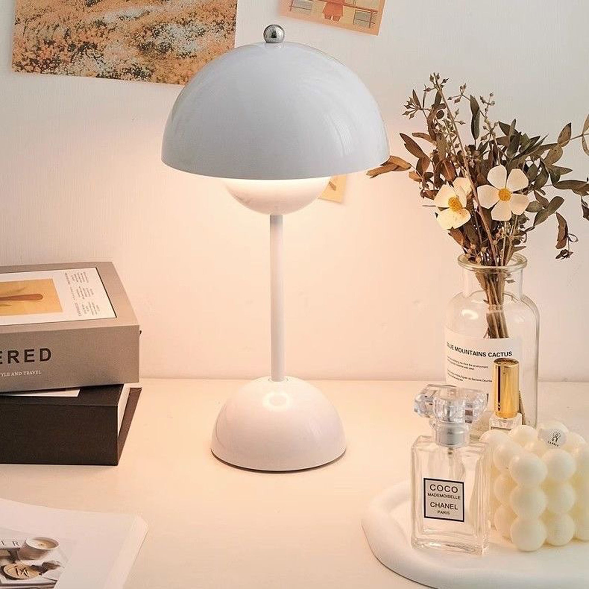 Modern Dome Table Lamp | Adjustable Warm Light | 30cm White Minimalist Design