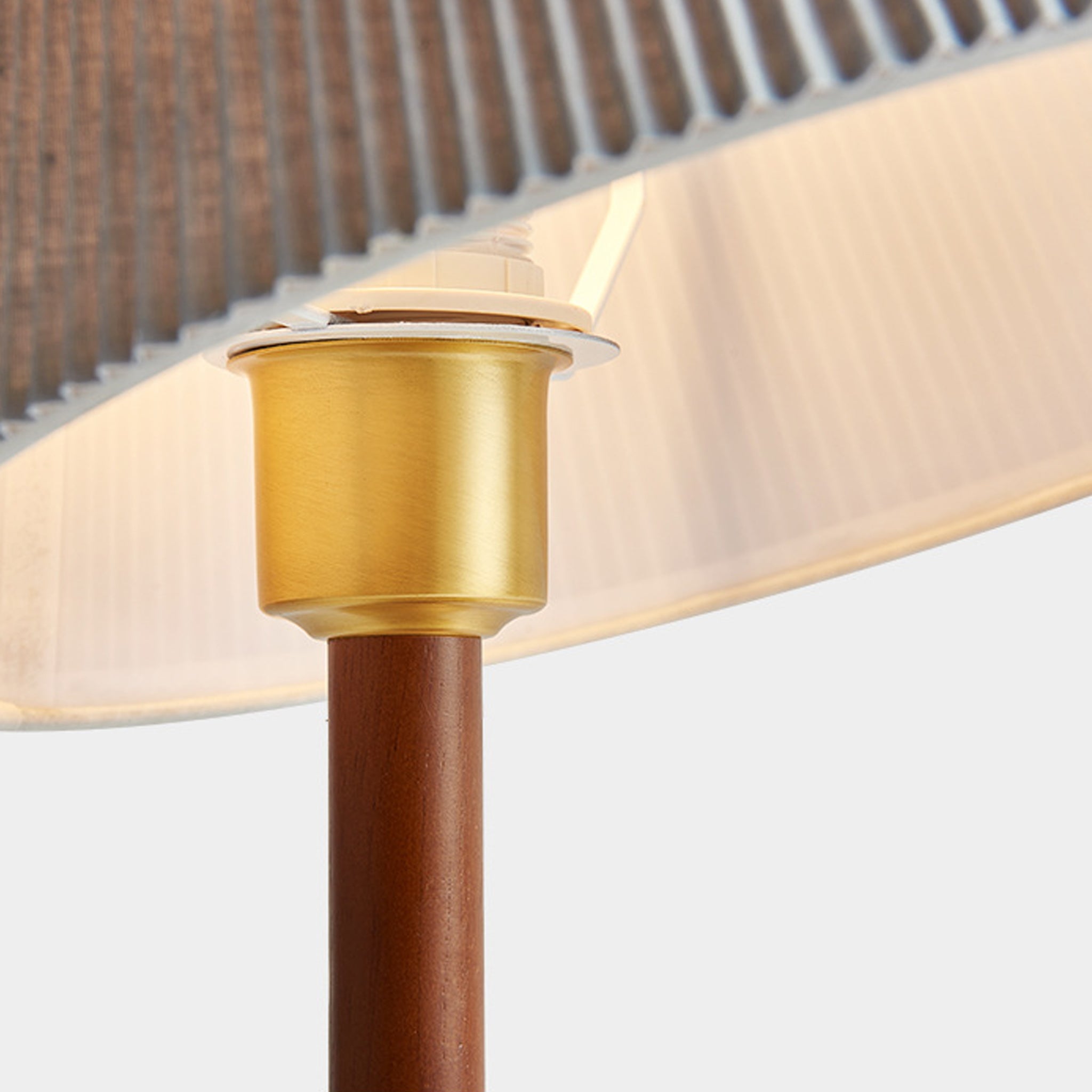 Modern Walnut Table Lamp | Black Metal & Fabric Shade | 46cm Designer Light