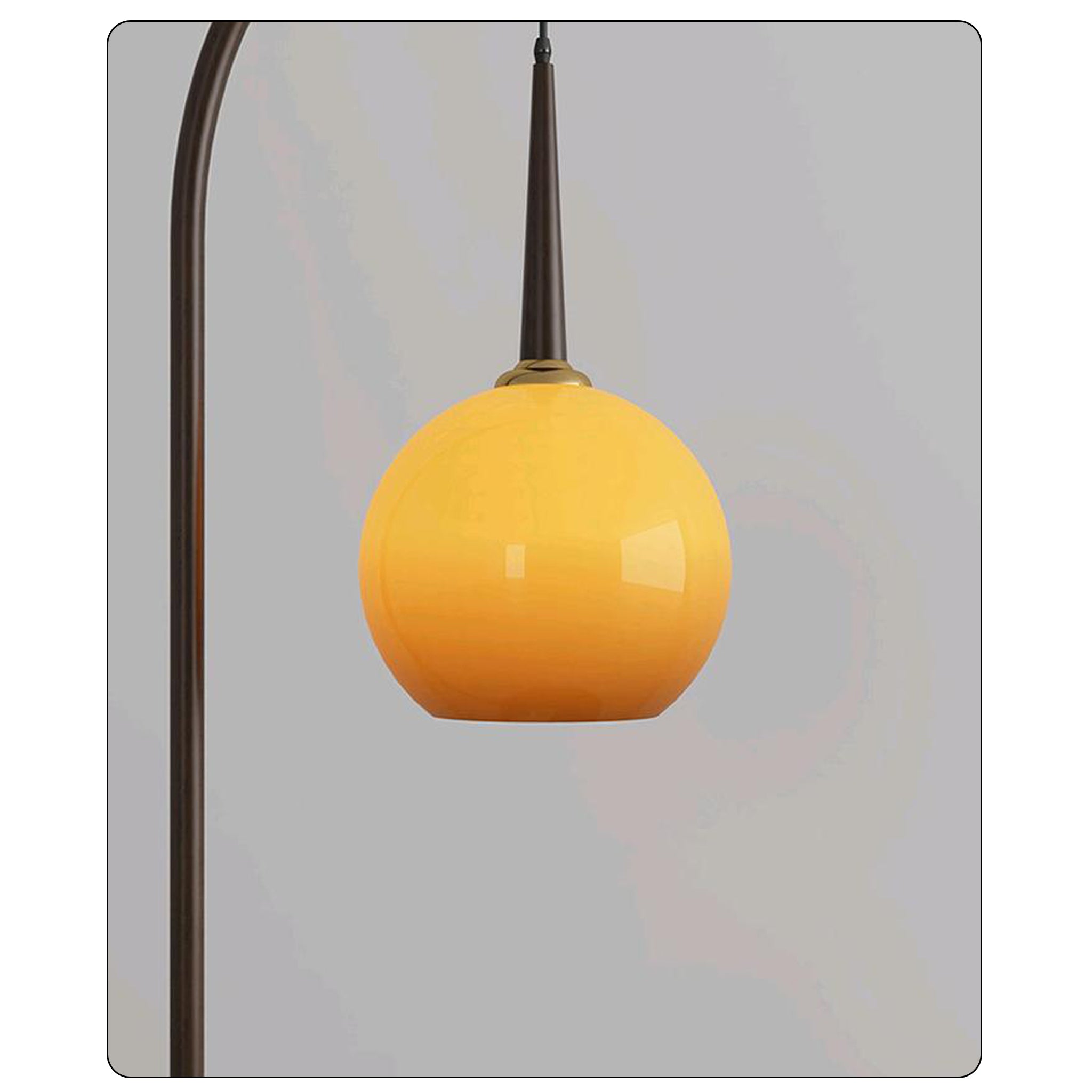 Retro Floor Lamp with Table | Amber Glass Shade | 173cm Modern Art Deco Light