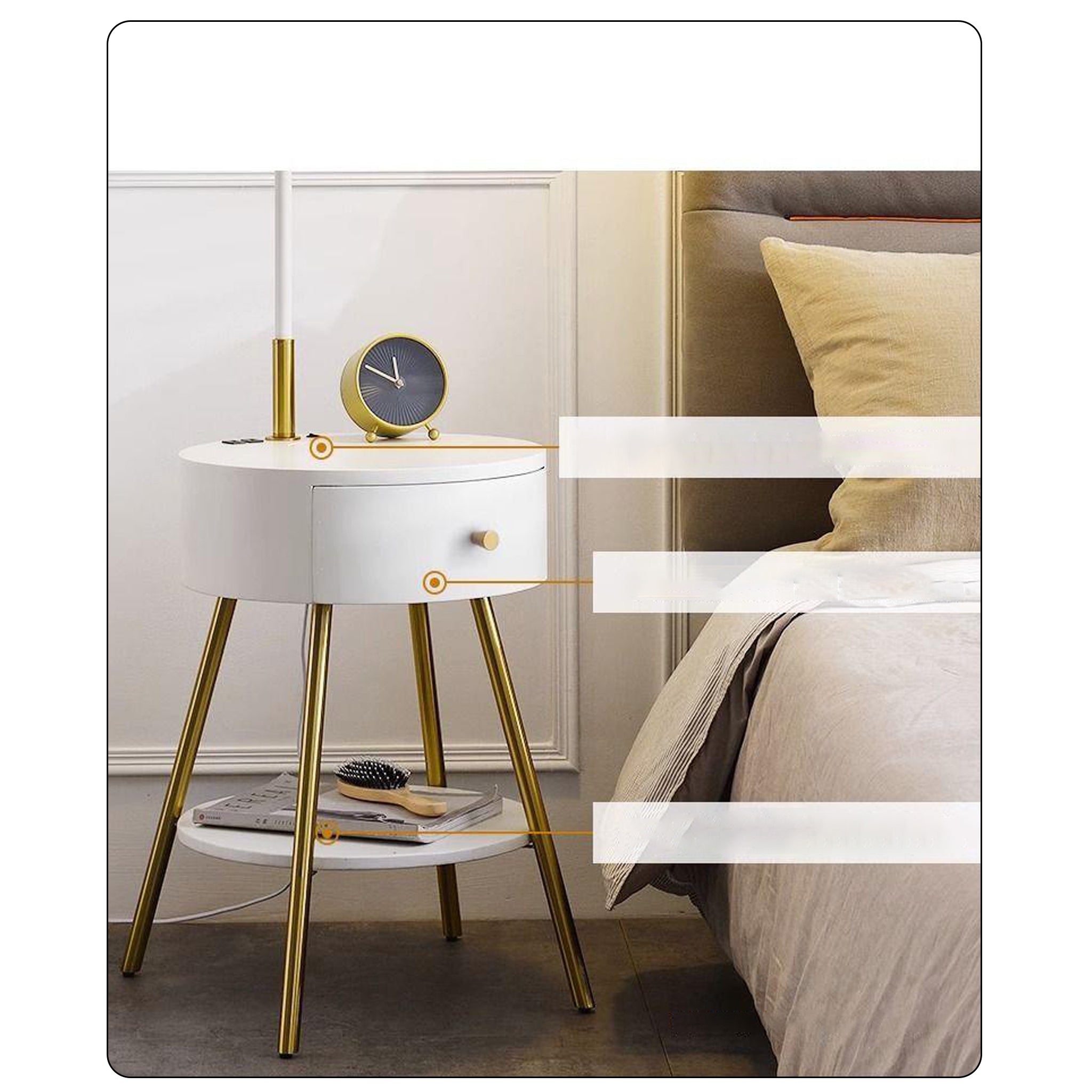 Smart Nordic Floor Lamp | Wireless Charging & Storage | 158cm Modern Light