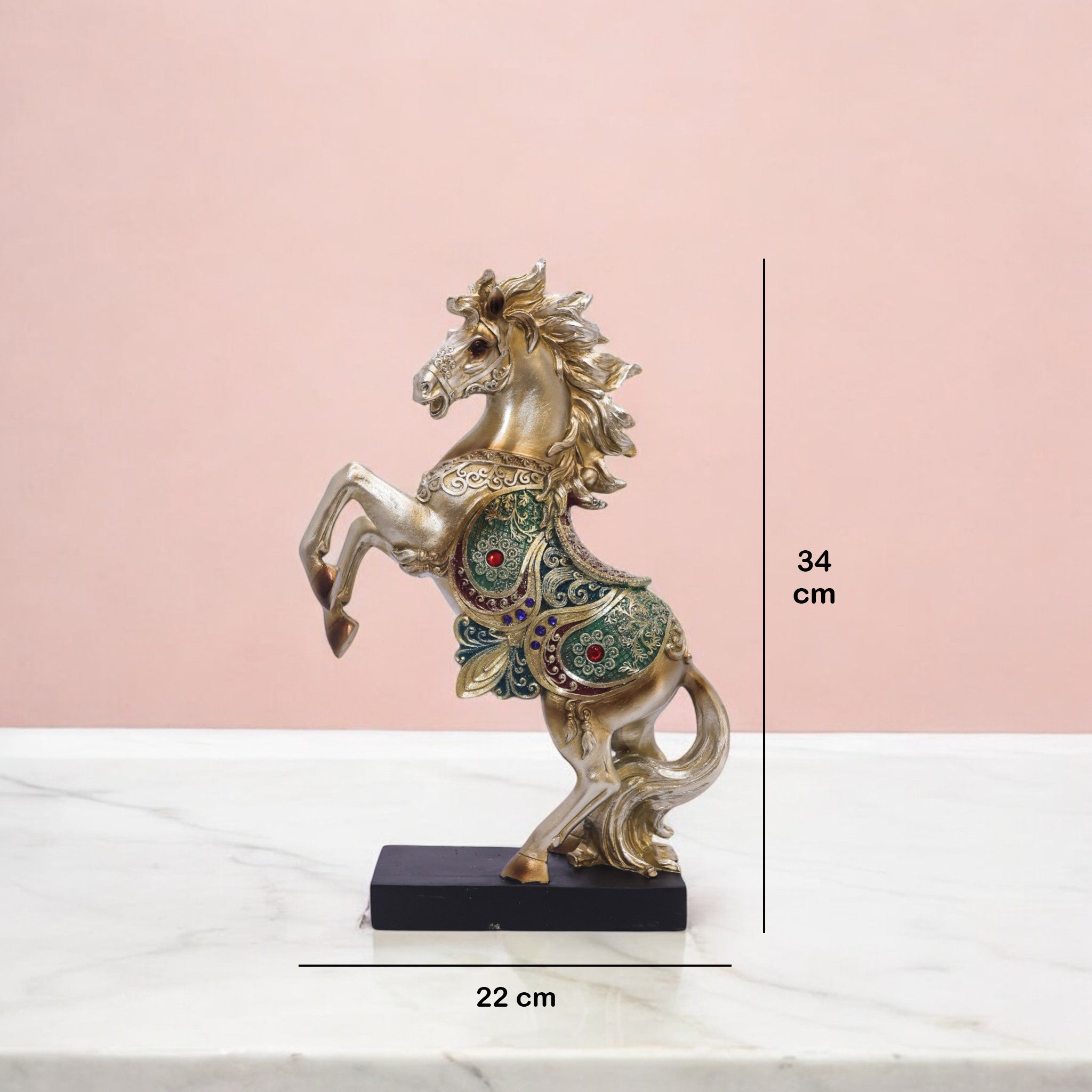 Luxury Golden Rearing Horse Sculpture | Crystal-Embellished Art Statue | 34cm Premium Home Decor - Divine Dekor