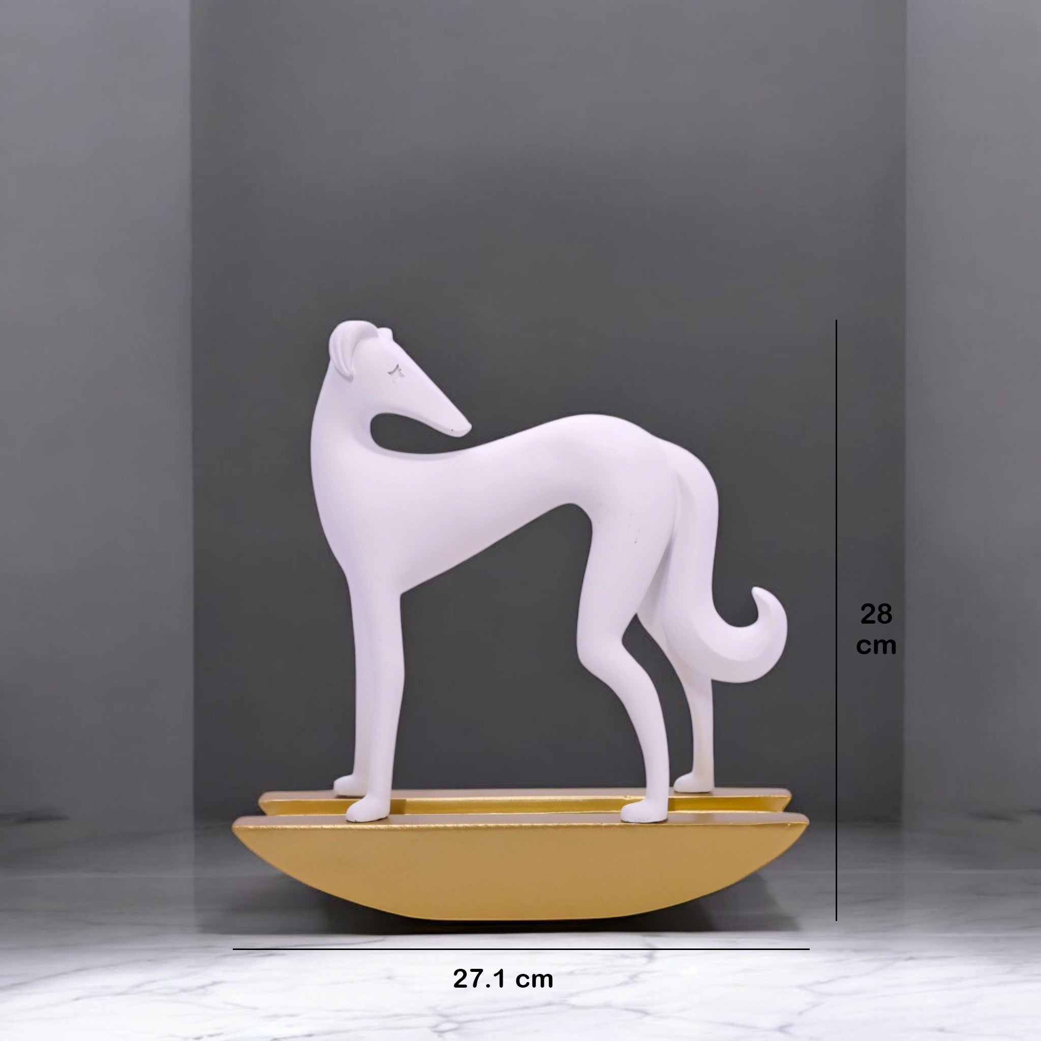 Elegant White Resin Decorative Dog Statue – 28cm Modern Home Accent | Divine Dekor