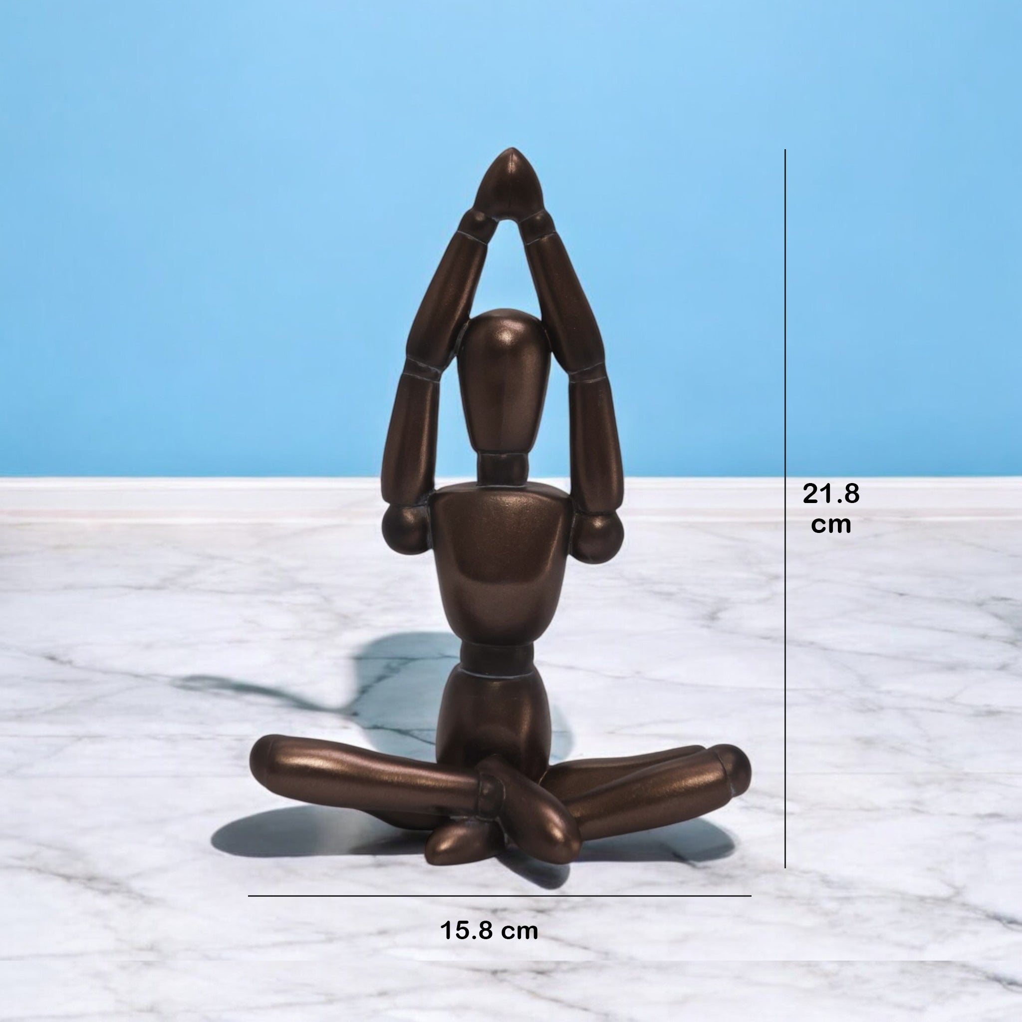 Modern Yoga Meditation Sculpture | Bronze Serenity Art Statue | 21.8cm Contemporary Wellness Decor - Divine Dekor