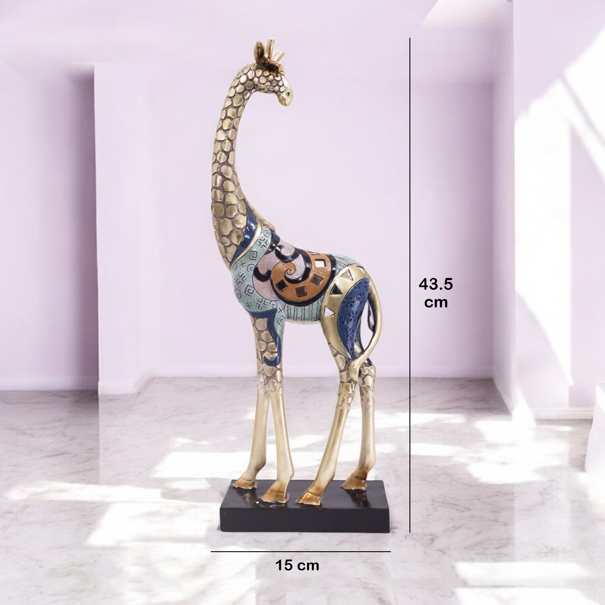 Divine Dekor Tall Mosaic Giraffe Statue - Golden Safari Art Home Decor