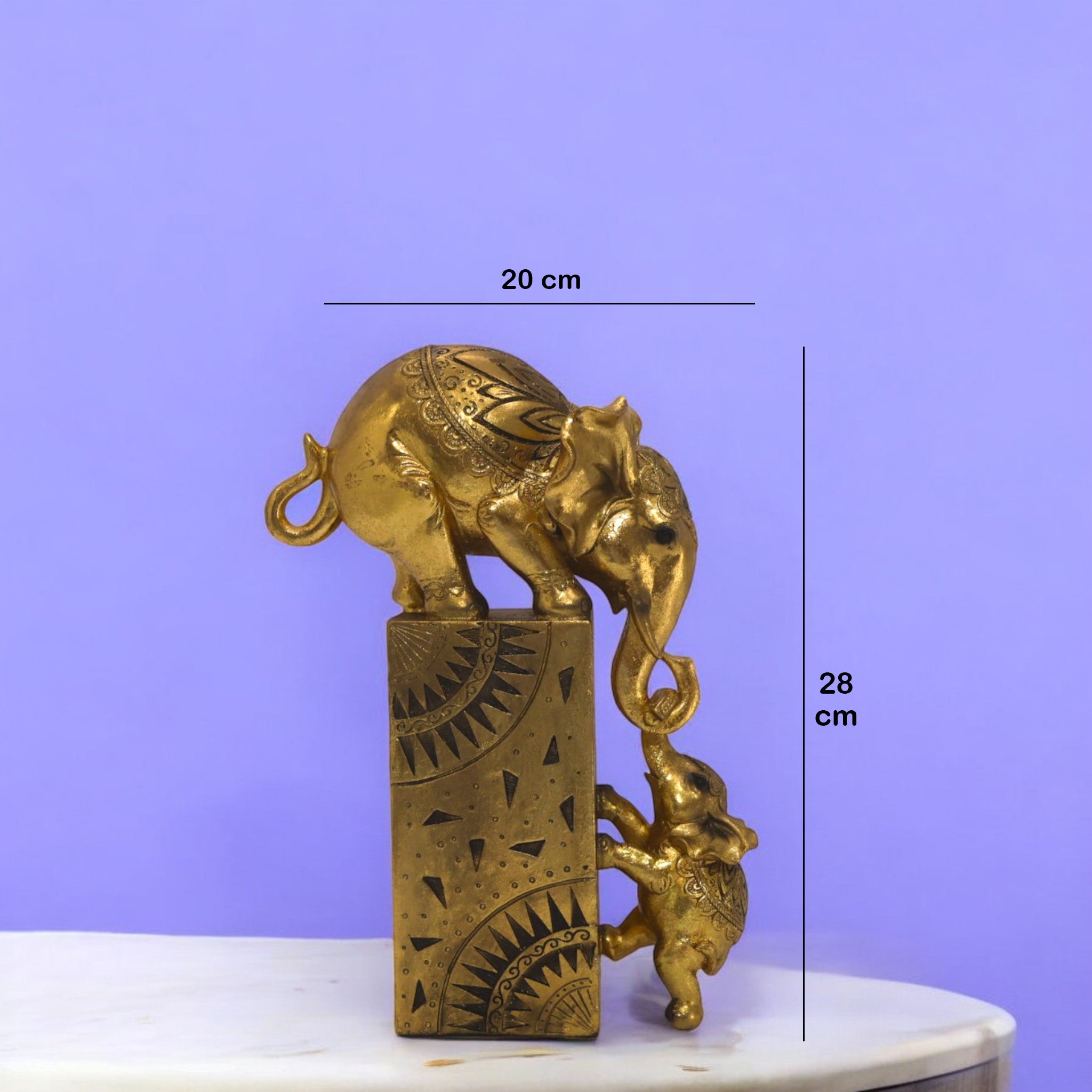 Divine Dekor’s Modern Golden Elephant Sculpture 28cm | Abstract Art Statue | Luxury Feng Shui Decor | Divine Dekor