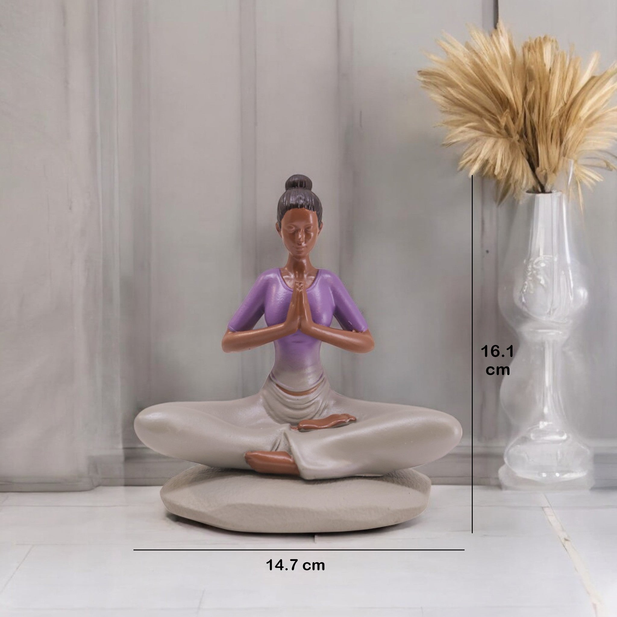 Divine Dekor’s Zen Yoga Meditation Sculpture | Peaceful Lady Figurine | 16.1cm Mindful Home Decor