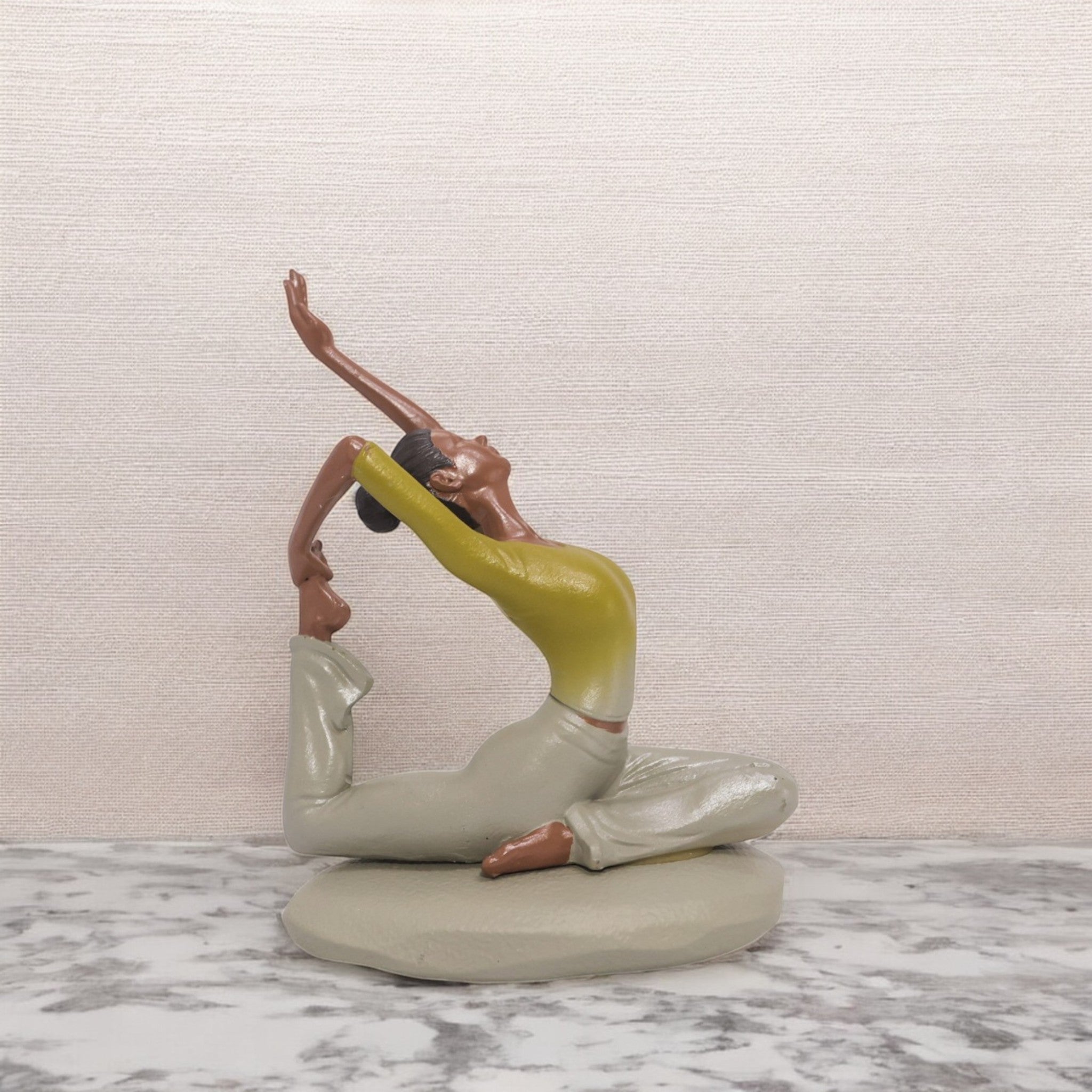 Divine Dekor’sBackbend Yoga Lady Sculpture 17cm | Layered Base Art Figure | Modern Wellness Decor