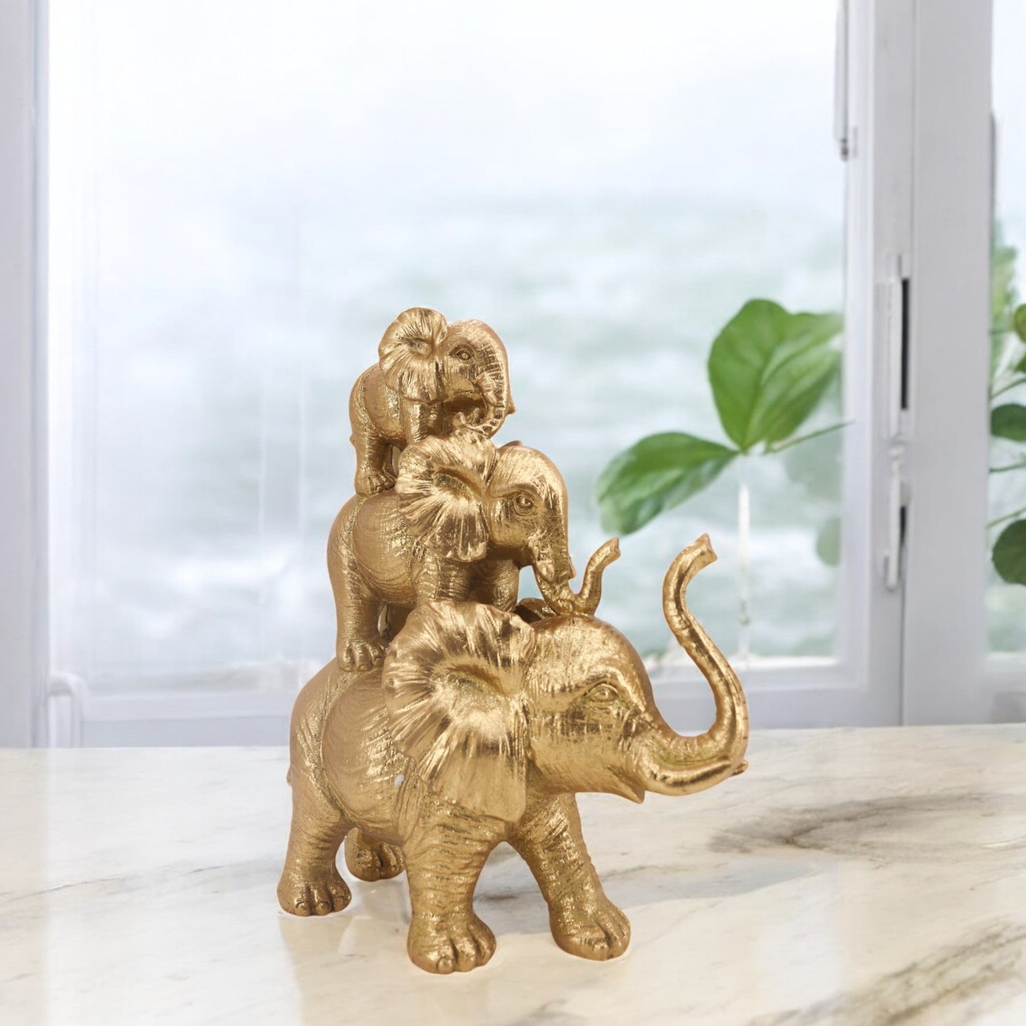 Golden Elephant Family | Lucky Modern Decor | Divine Dekor