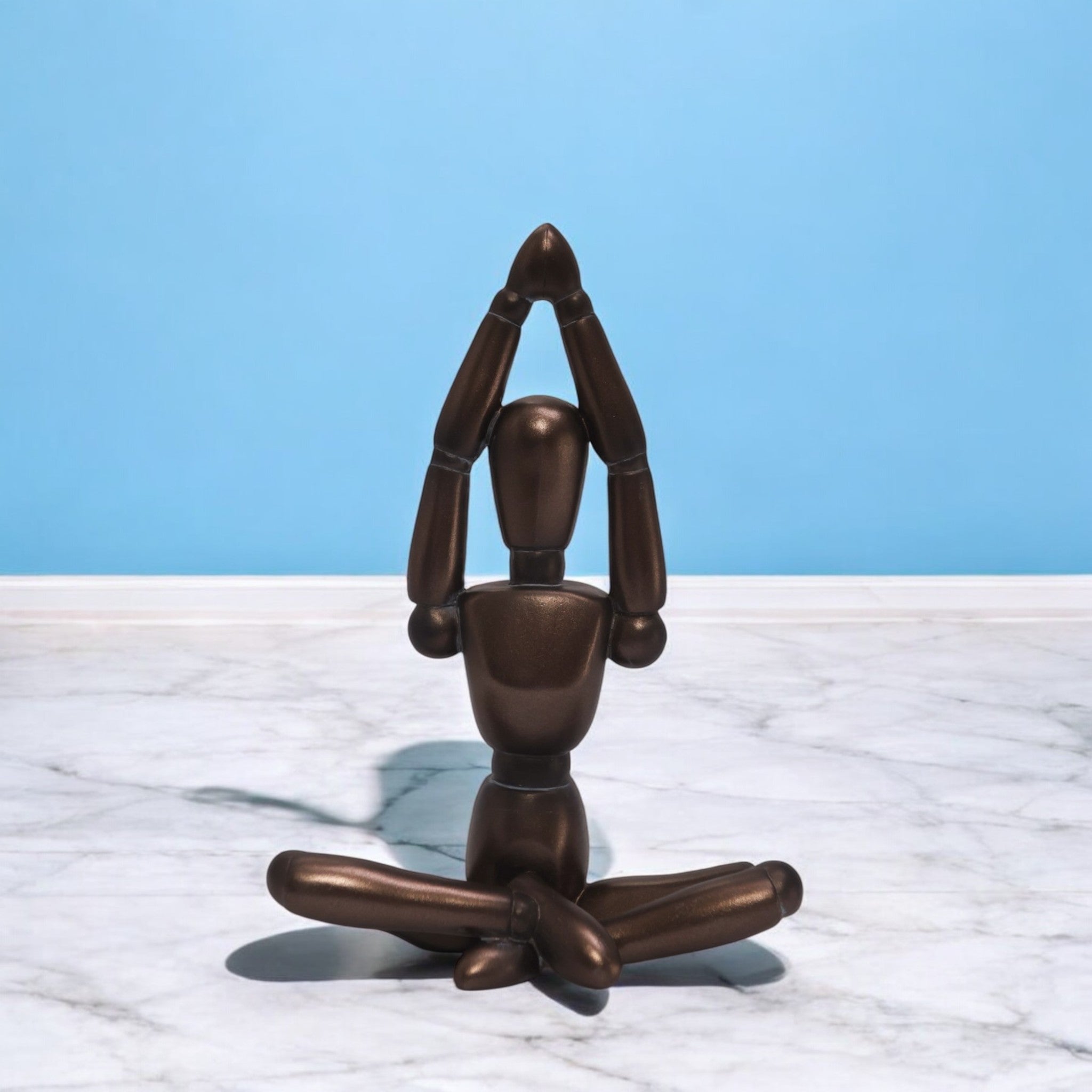 Modern Yoga Meditation Sculpture | Bronze Serenity Art Statue | 21.8cm Contemporary Wellness Decor - Divine Dekor