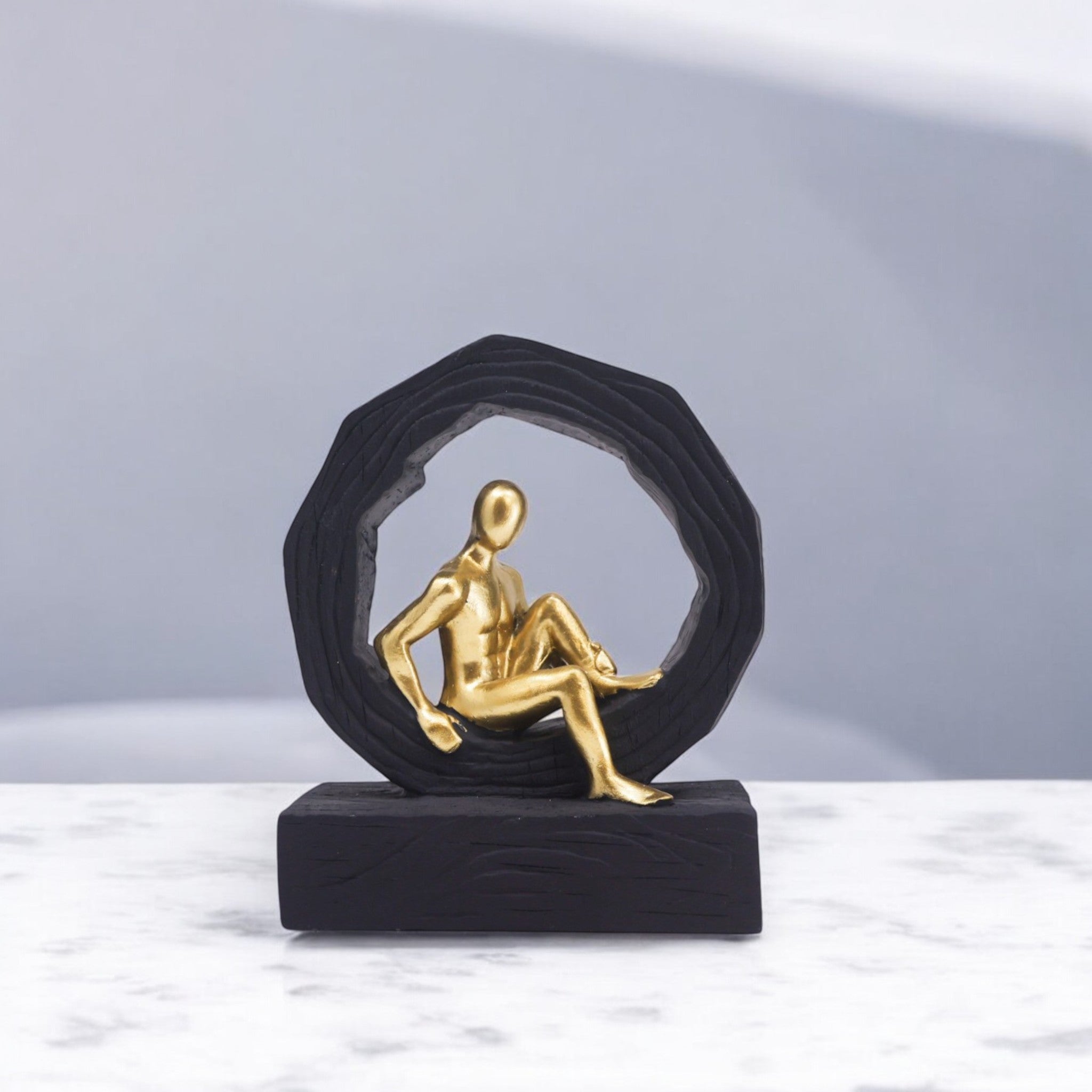 Golden Portal Figure Sculpture | Modern Zen Art | Divine Dekor