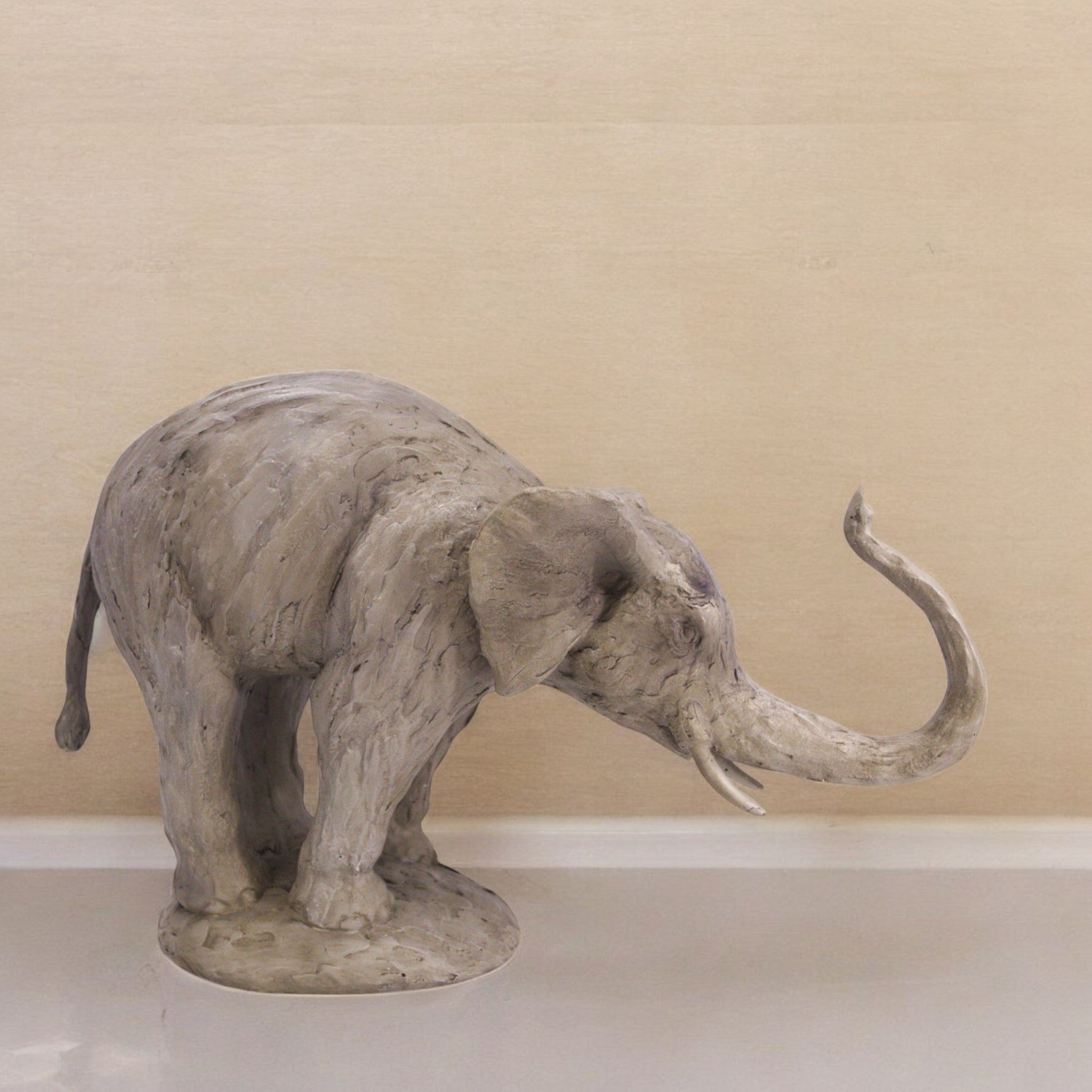 Elegant Grey Elephant Sculpture | Modern Wildlife Art | Divine Dekor