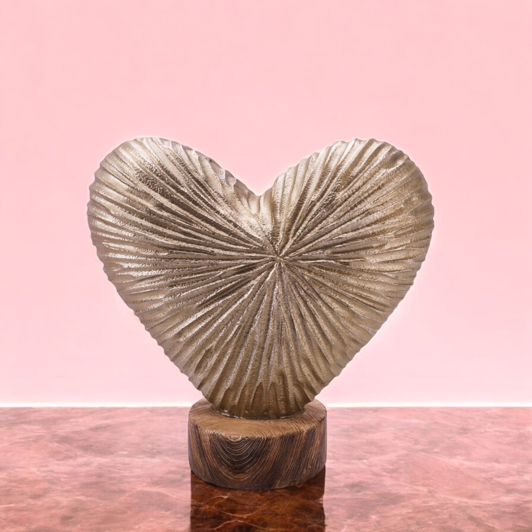 Golden Heart Sculpture | Modern Love Art Decor | Divine Dekor