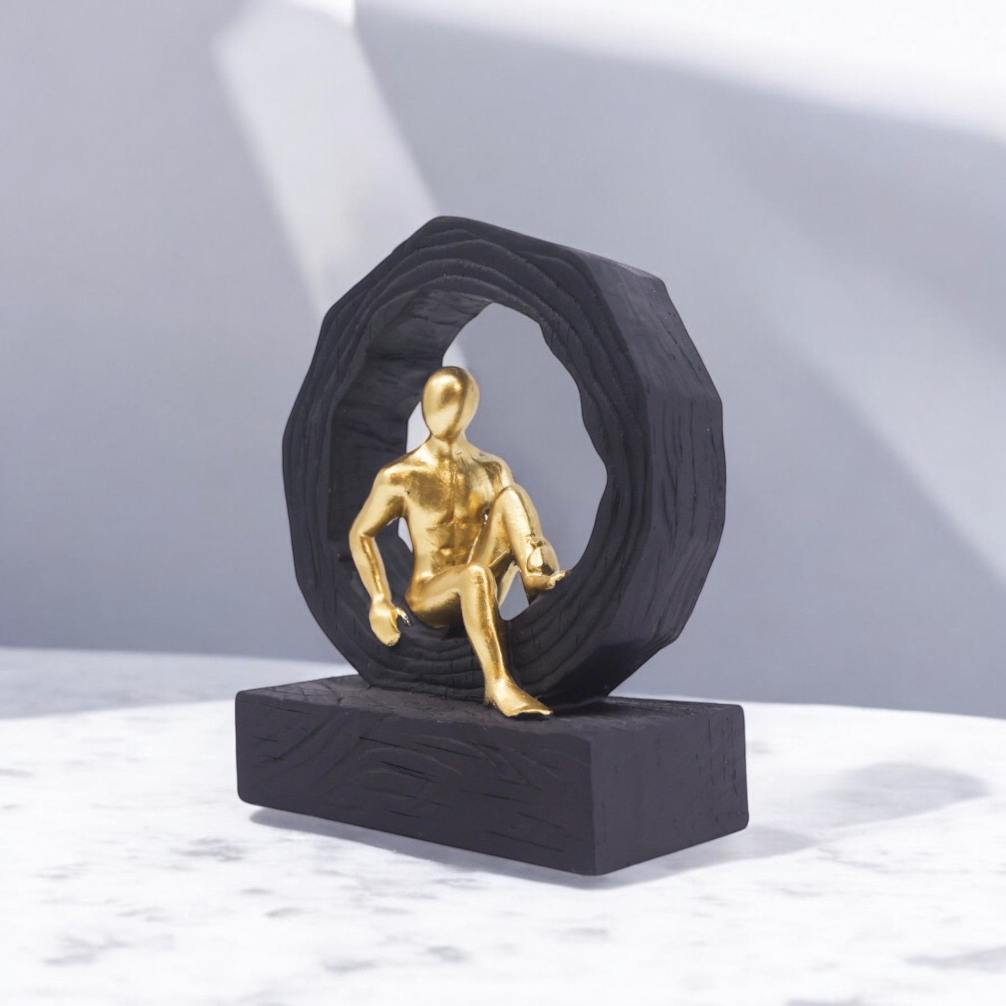 Golden Portal Figure Sculpture | Modern Zen Art | Divine Dekor