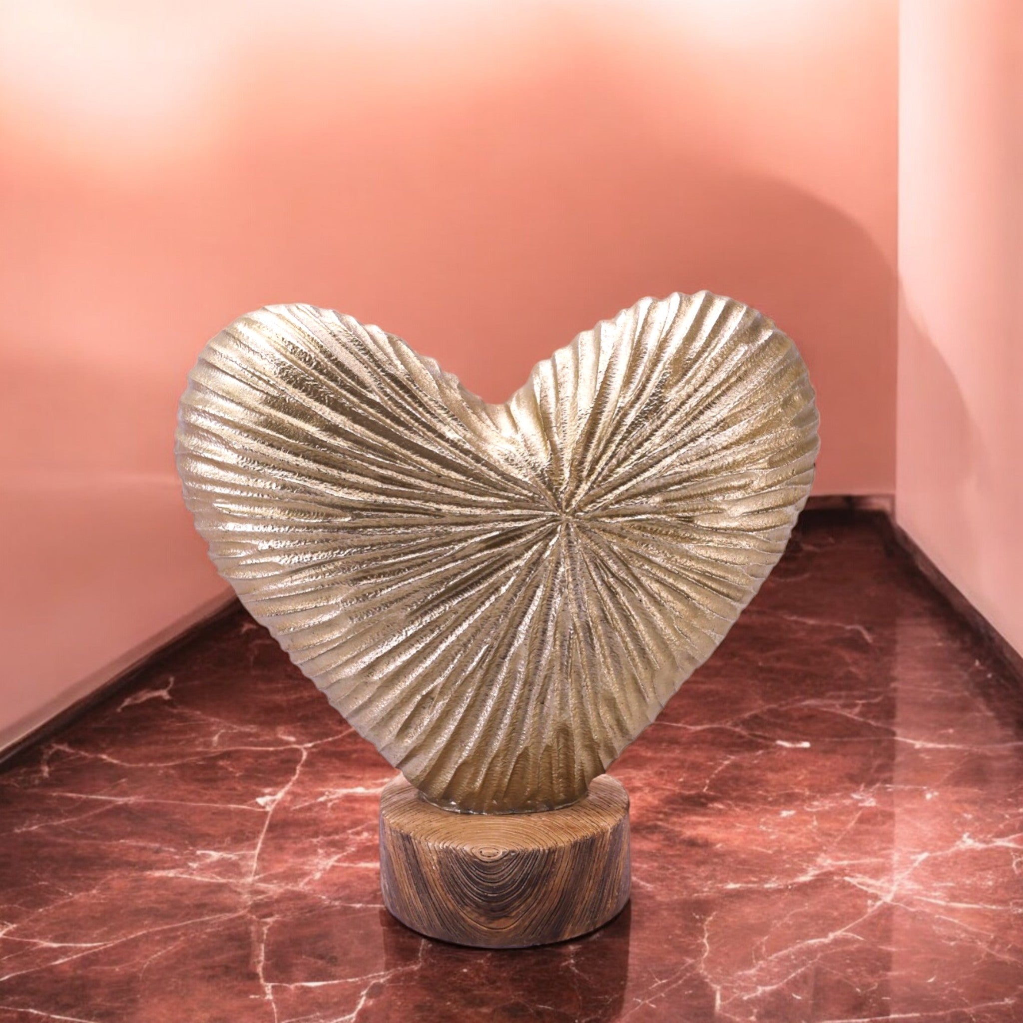 Golden Heart Sculpture | Modern Love Art Decor | Divine Dekor