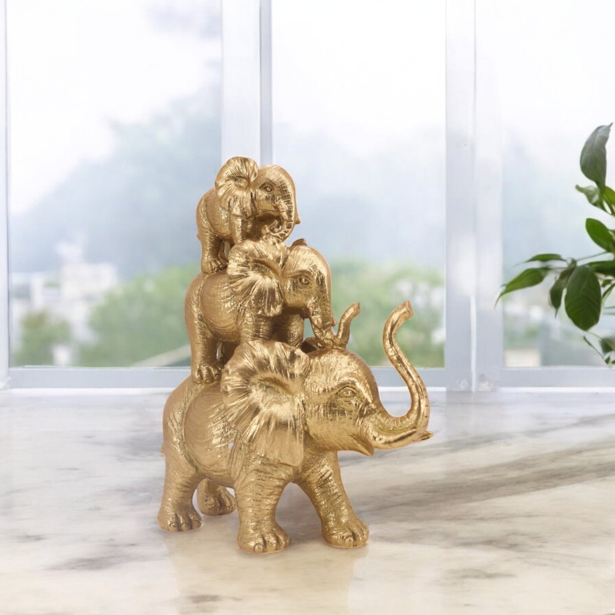 Golden Elephant Family | Lucky Modern Decor | Divine Dekor