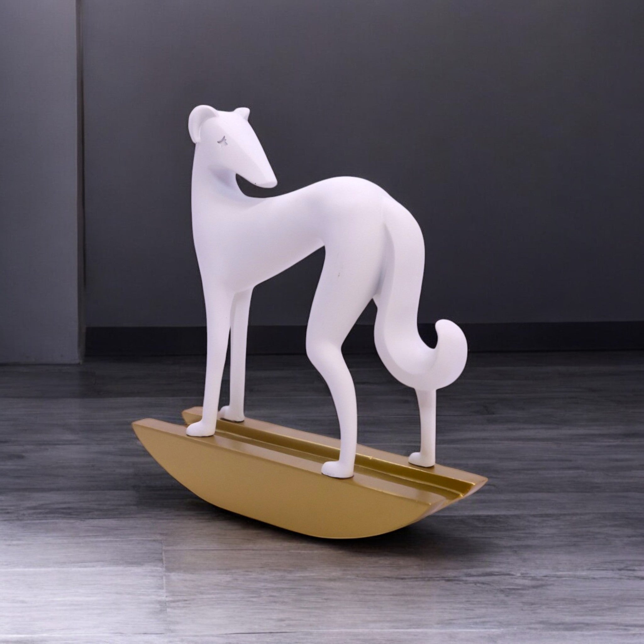 Elegant White Resin Decorative Dog Statue – 28cm Modern Home Accent | Divine Dekor