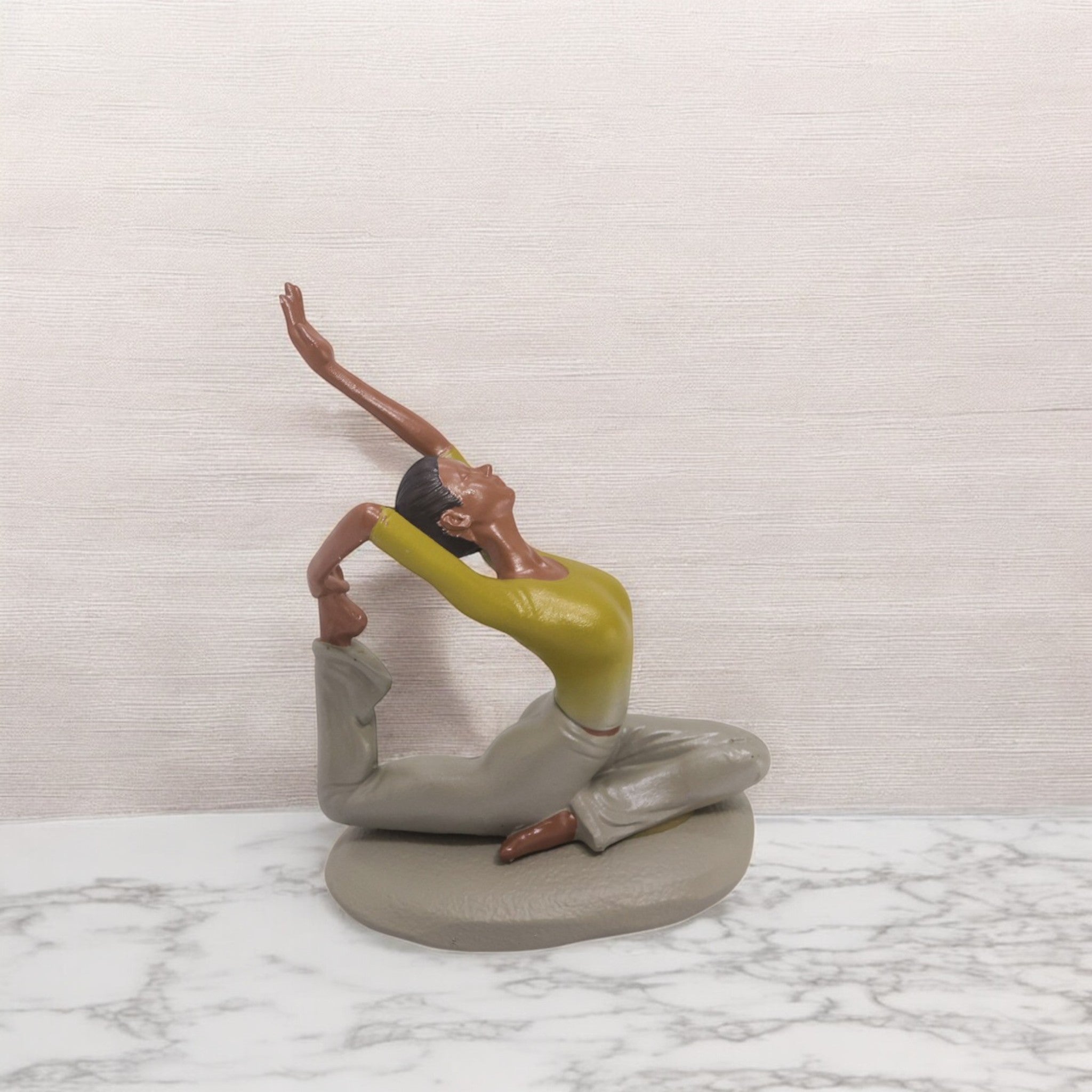 Divine Dekor’sBackbend Yoga Lady Sculpture 17cm | Layered Base Art Figure | Modern Wellness Decor