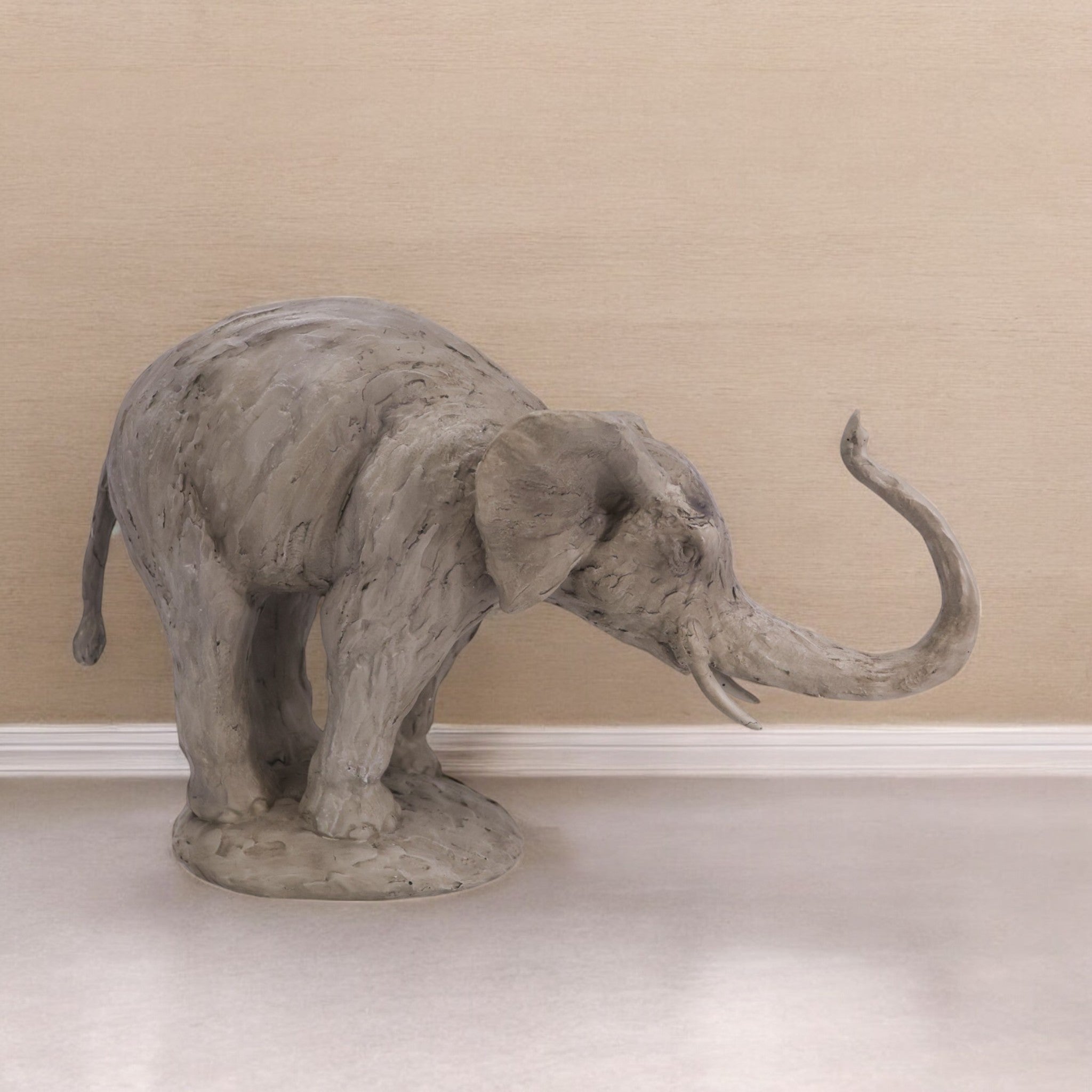 Elegant Grey Elephant Sculpture | Modern Wildlife Art | Divine Dekor