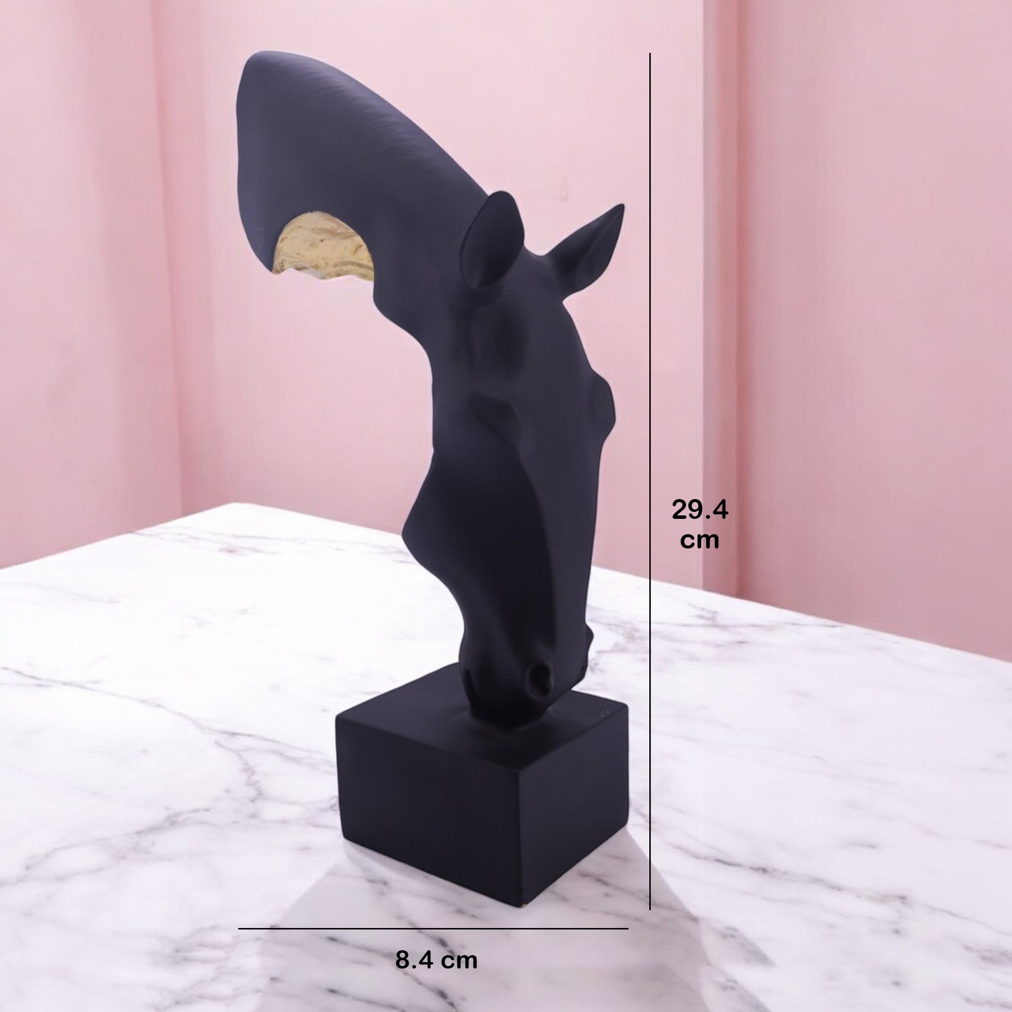 Abstract Black Horse Head Sculpture | Modern Geometric Art Statue | 29.4cm Designer Home Decor - Divine Dekor