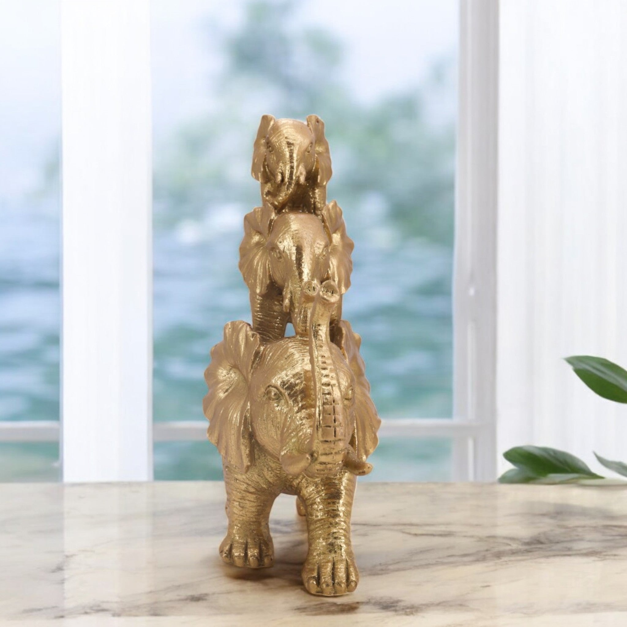 Golden Elephant Family | Lucky Modern Decor | Divine Dekor