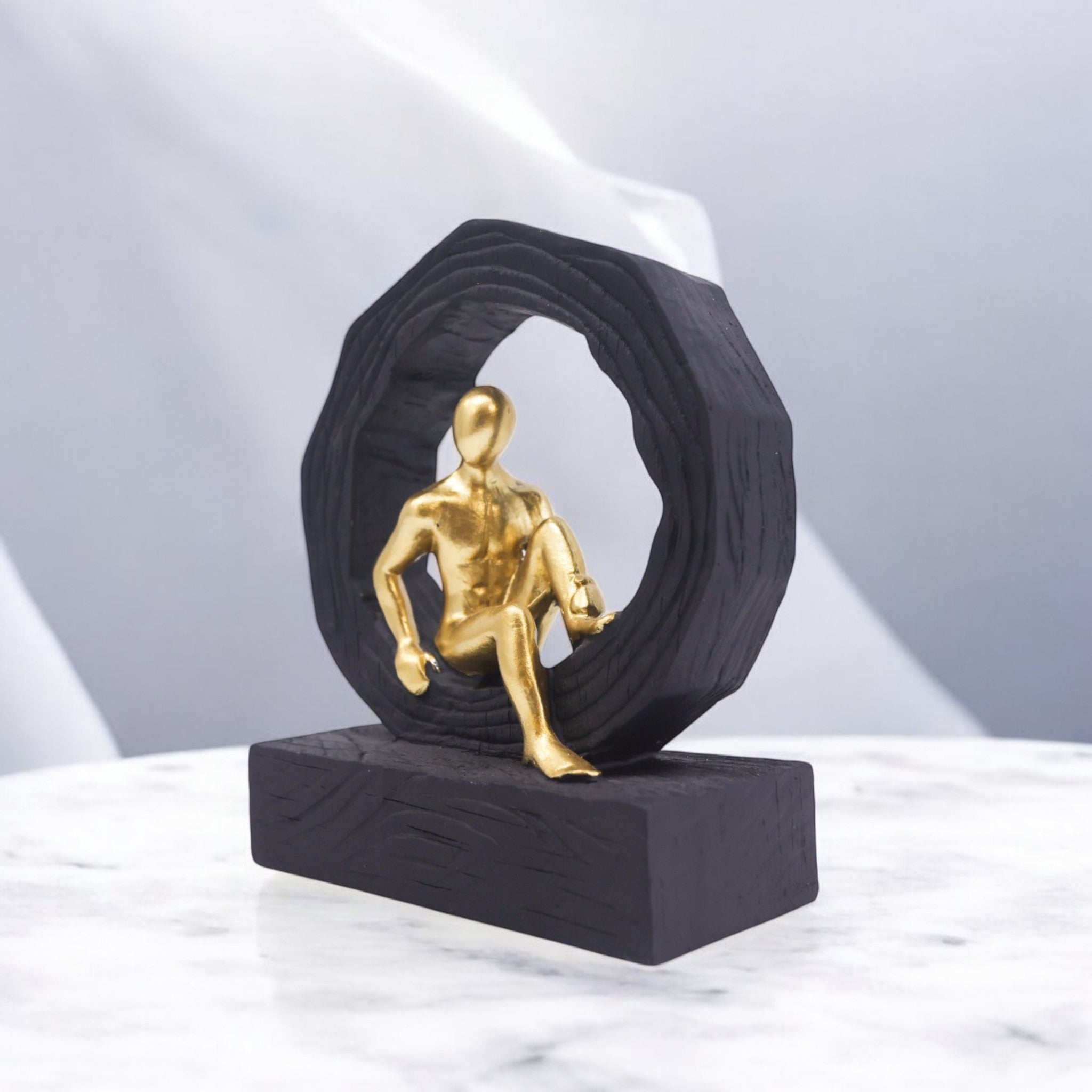 Golden Portal Figure Sculpture | Modern Zen Art | Divine Dekor