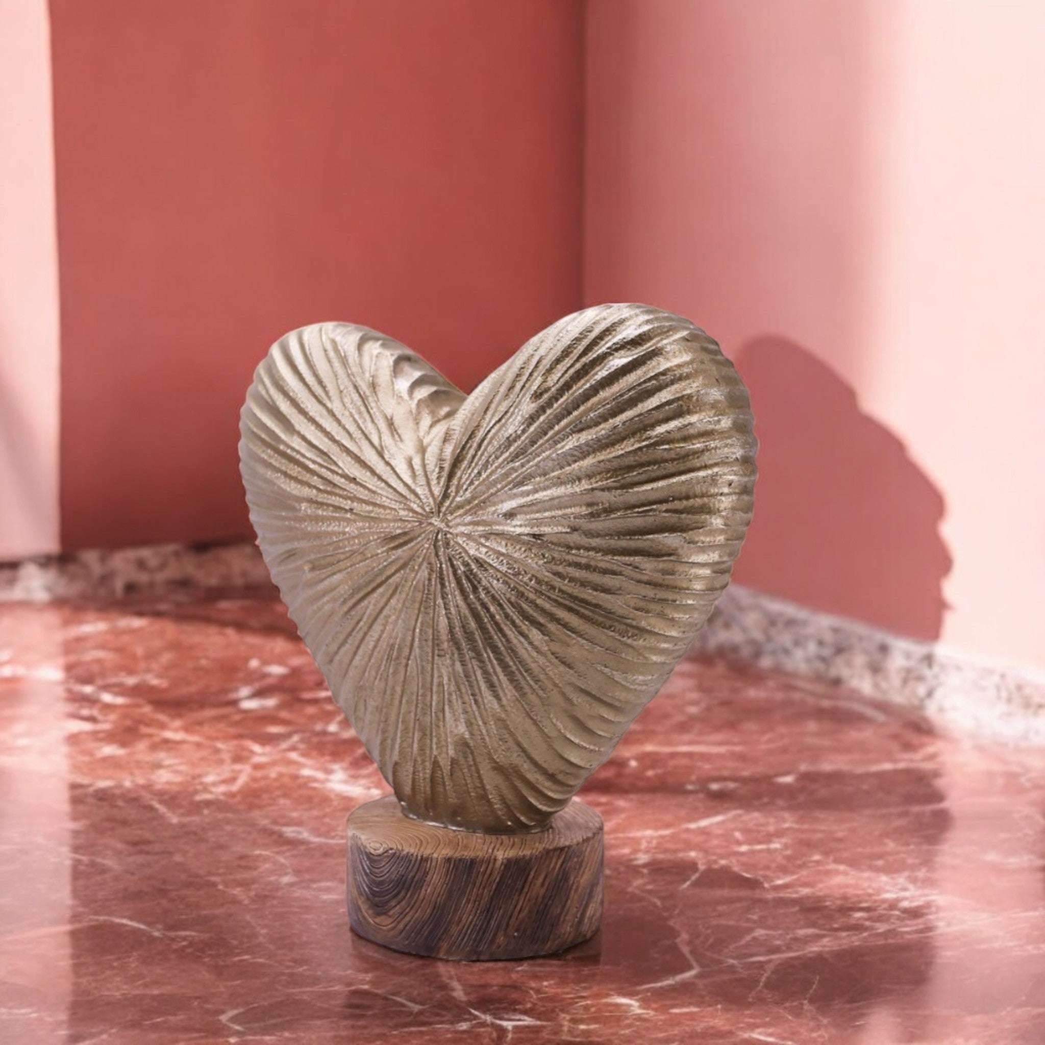 Golden Heart Sculpture | Modern Love Art Decor | Divine Dekor