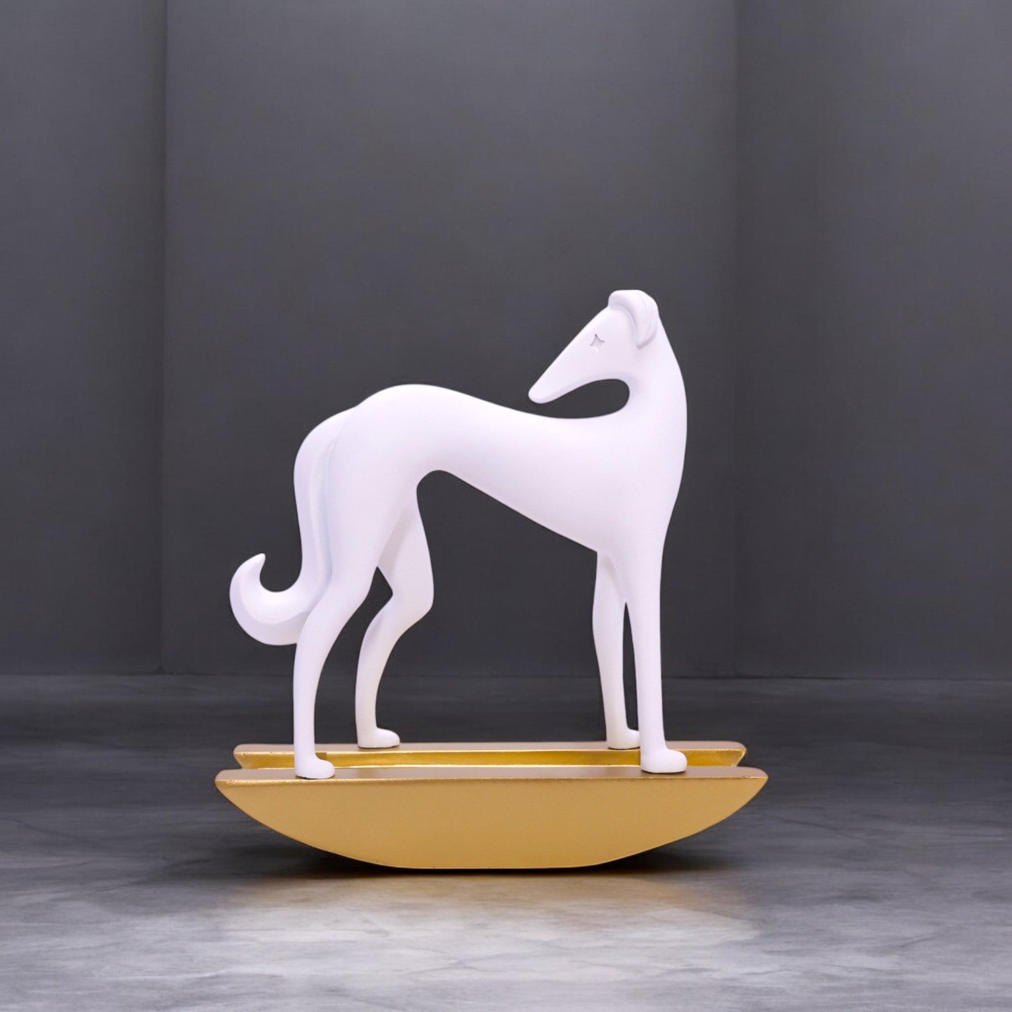 Elegant White Resin Decorative Dog Statue – 28cm Modern Home Accent | Divine Dekor