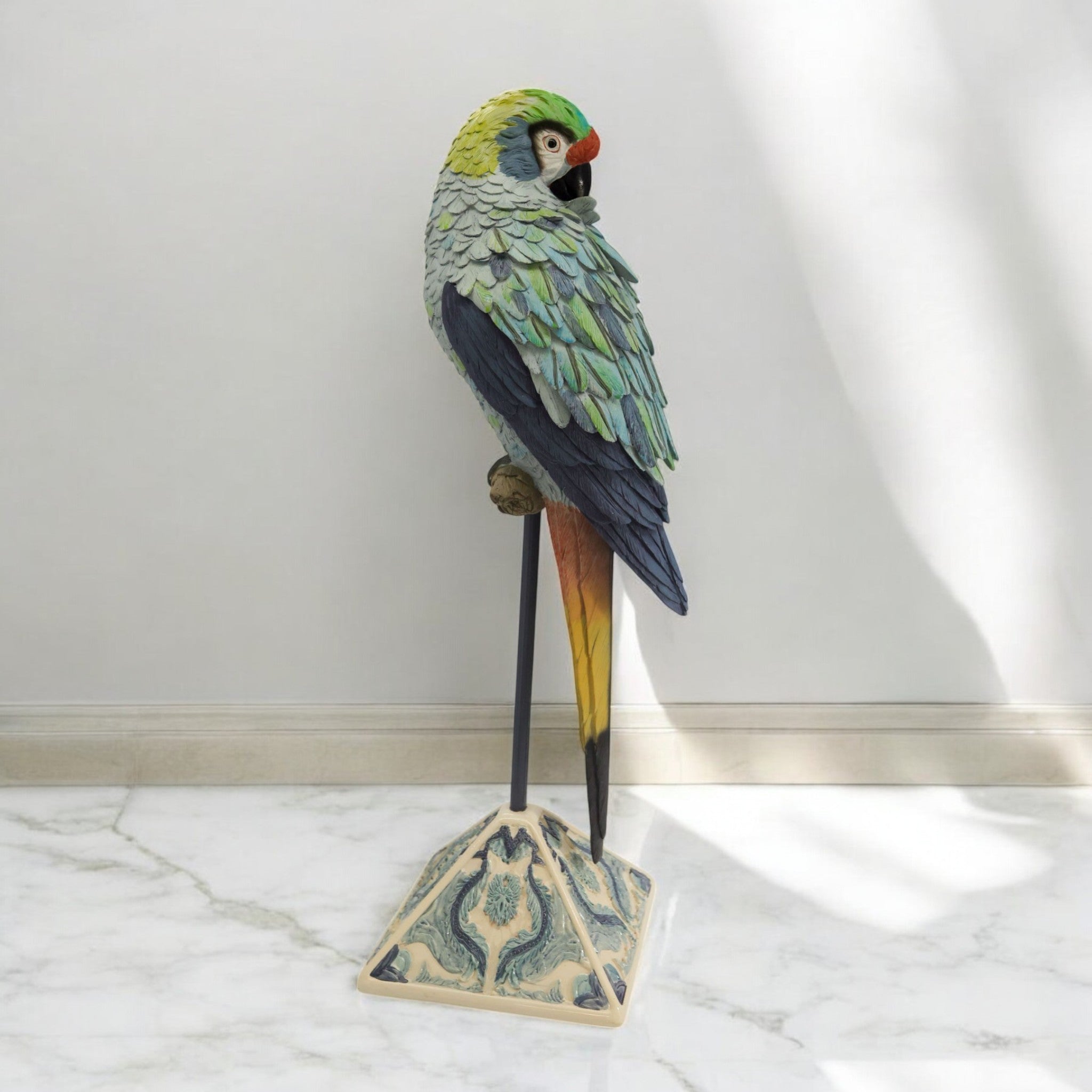 Exotic Parrot Sculpture | Modern Wildlife Art | Divine Dekor