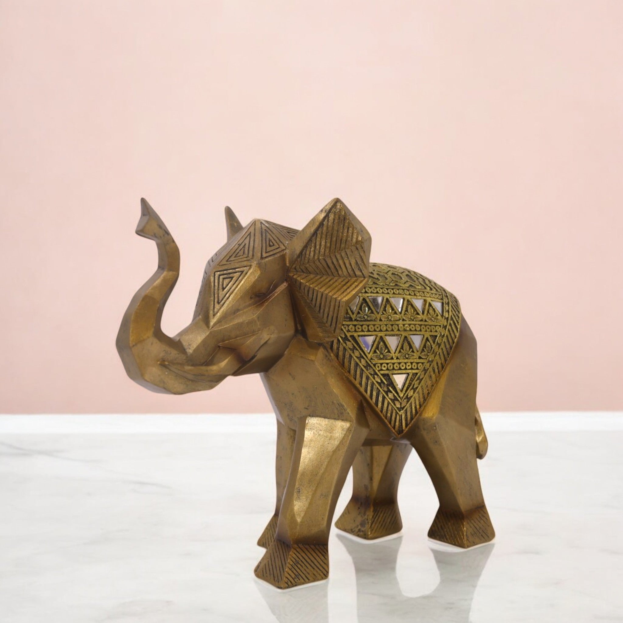 Luxury Golden Elephant Sculpture | Royal Indian Decor | 31cm Prosperity Statue